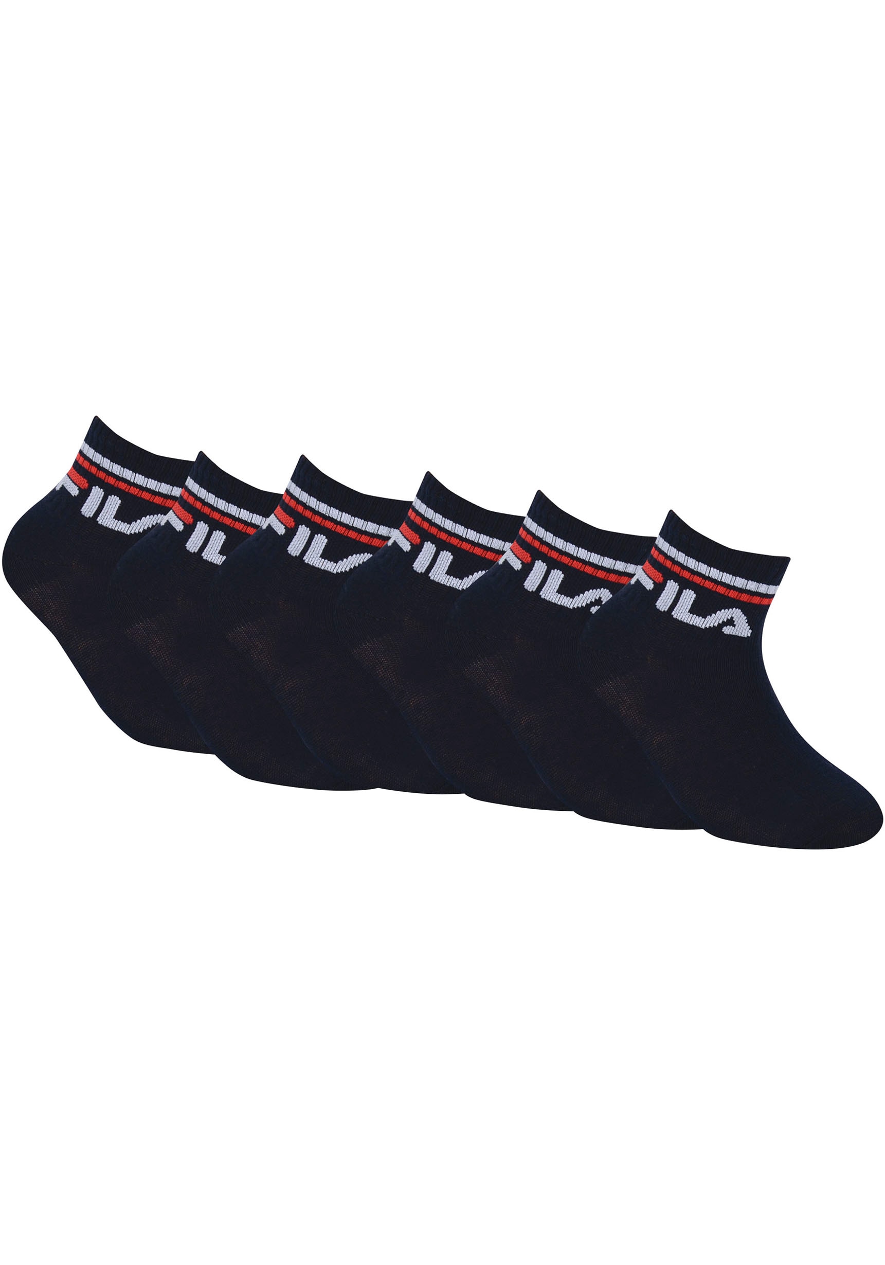 Fila Kurzsocken »JUNIOR UNISEX QUARTER PLAIN SOCKS«, (6 Paar), mit eingestricktem Logo im Bündchen, Kindersocken