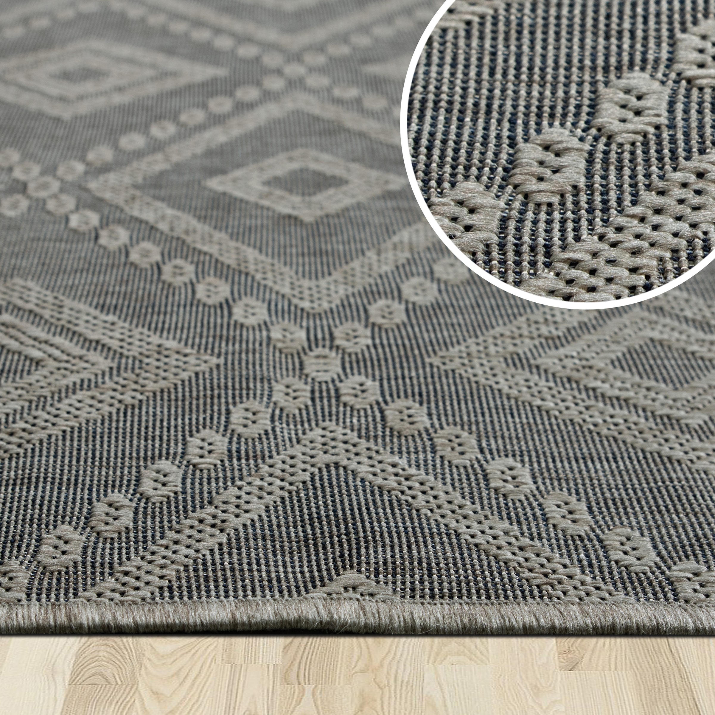 my home Teppich »Toronto auch als Läufer erhältlich« rechteckig 3 mm Höhe In- und Outdoor geeignet, Sisal-Optik, Wetterfest & UV-beständig, Boho