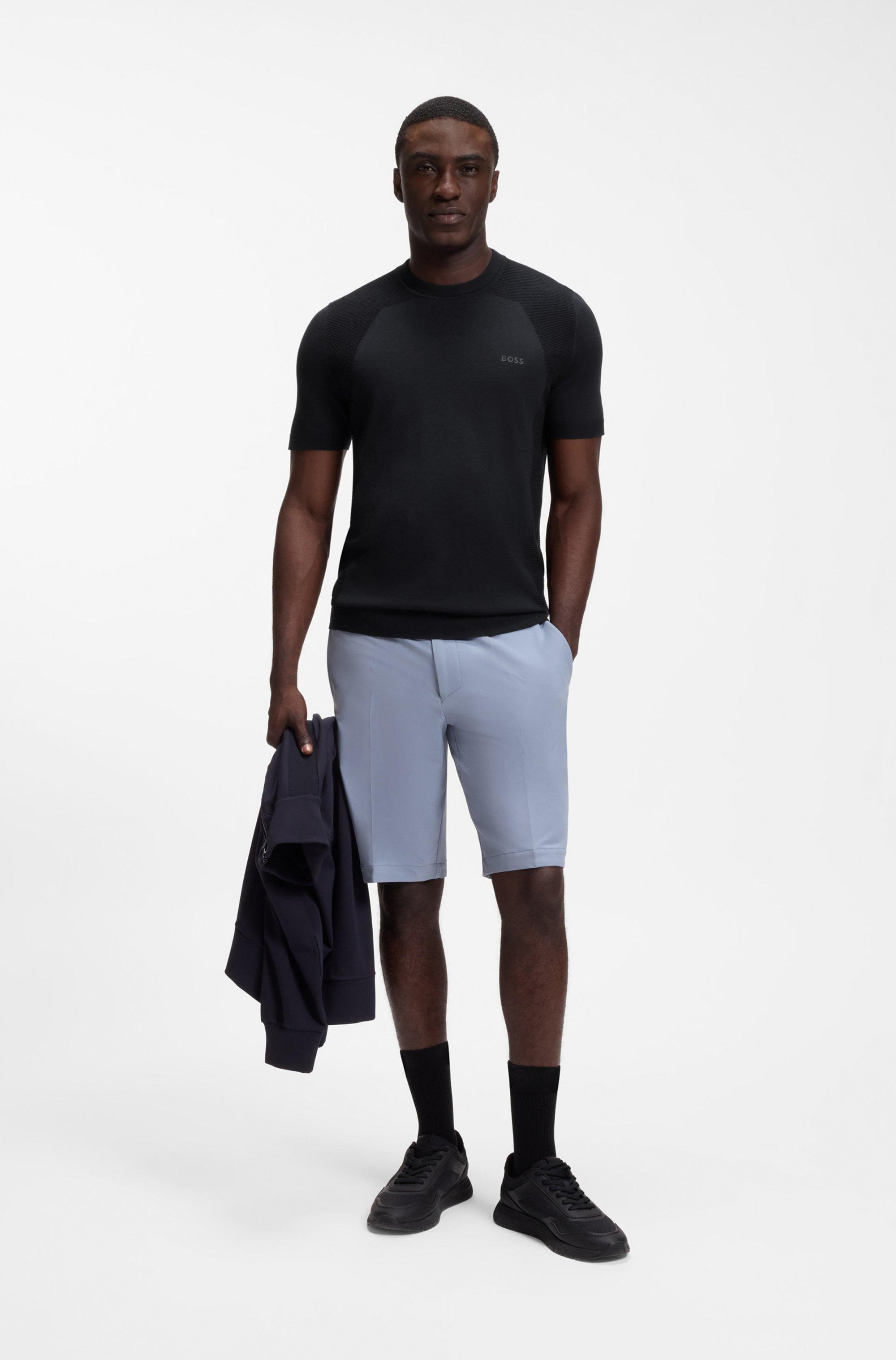 BOSS GREEN Kurzarmpullover »KN_Momentum-Lite TS« Kurzarm, Regular Fit, Baumwollmischung
