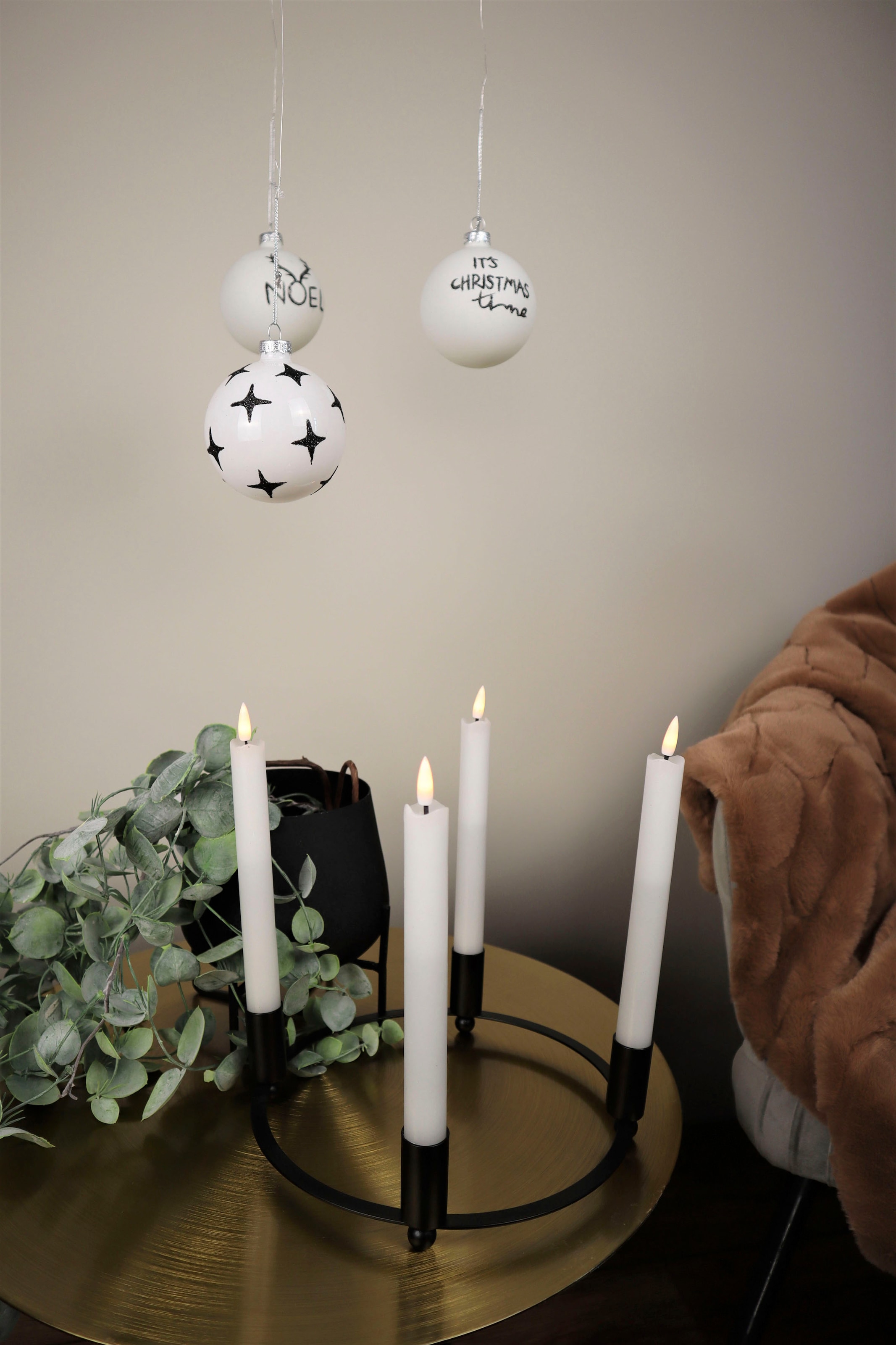 AM Design Adventsleuchter »Kerzenhalter aus Metall, für 4 Kerzen, Ø 24 cm«,  (1 St.), Weihnachtsdeko, Adventskranz, Stabkerzenhalter auf Rechnung kaufen