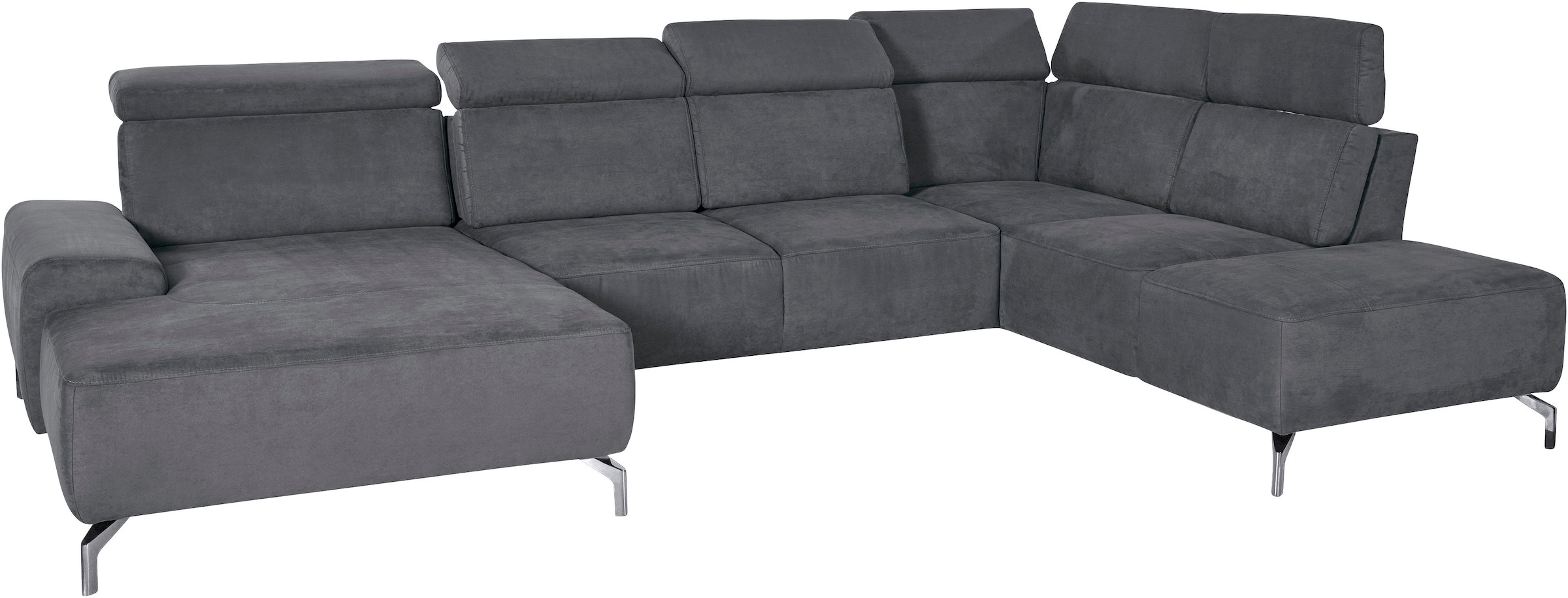 sit&more Wohnlandschaft »Gizeh U-Form« 15 cm Fußhöhe, inklusive Sitztiefenverstellung und Kopfteilverstellung