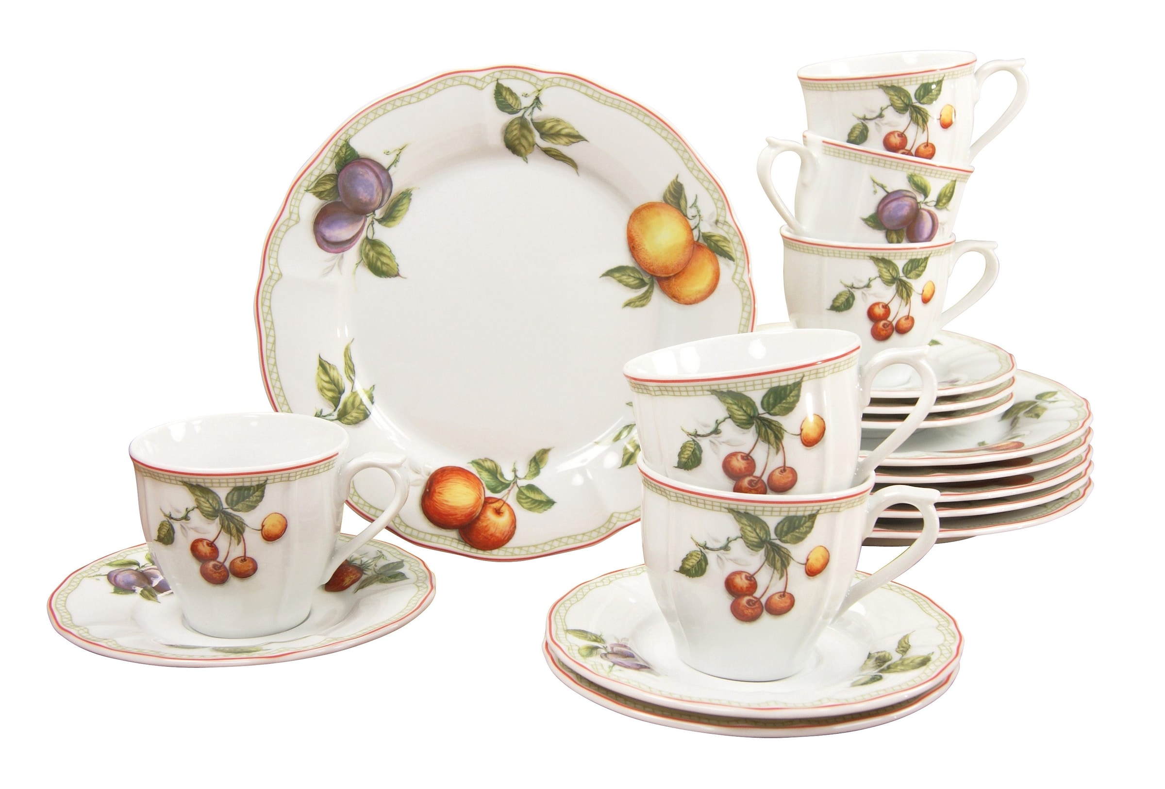 CreaTable Kaffeeservice "Geschirr-Set Flora Orchard" Service, 18 Teile, für 6 Personen