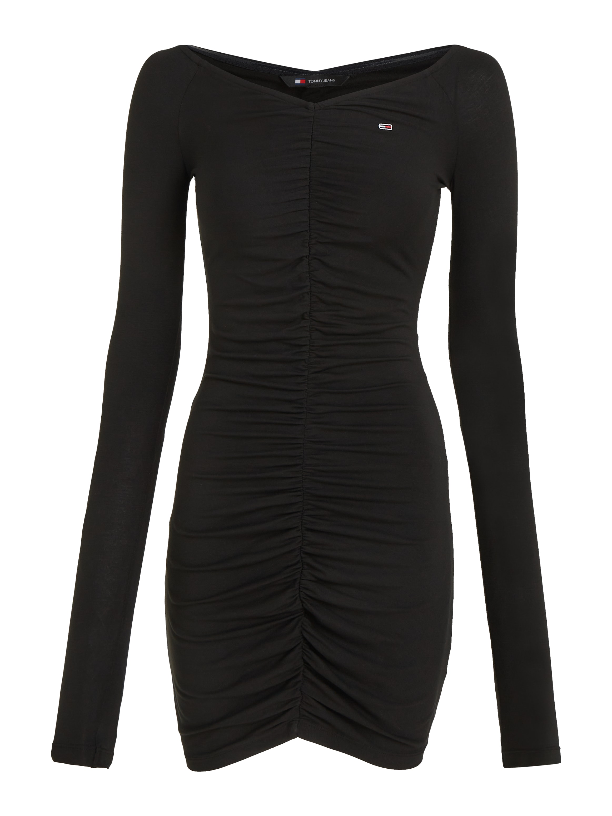 Tommy Jeans Jerseykleid »TJW OFF SHOULDER GATHER BODYCON«, mit Tommy Jeans Flagge