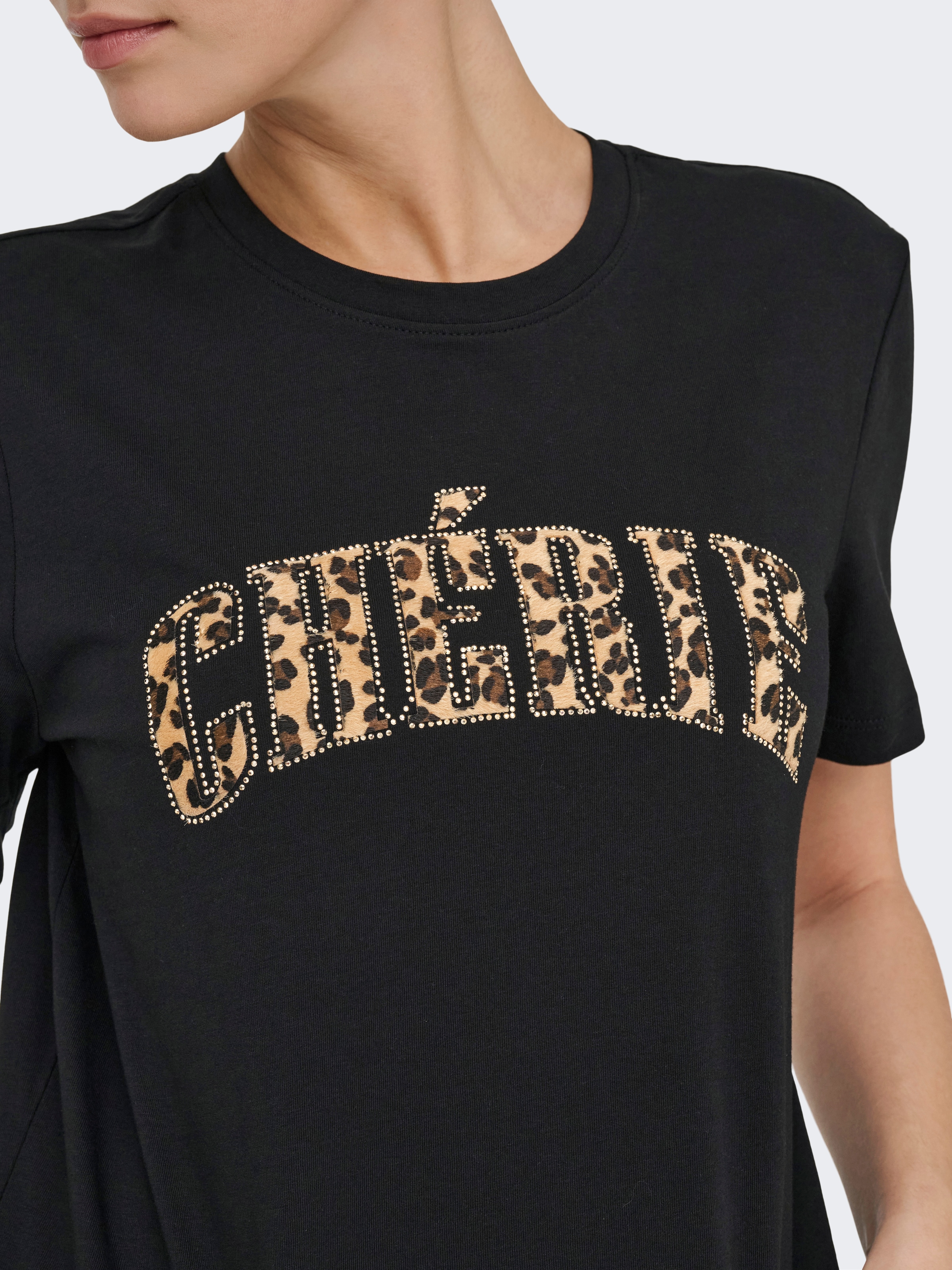 ONLY T-Shirt »ONLDITTE LIFE RHNSTN S/S ANIMAL TOP JRS«