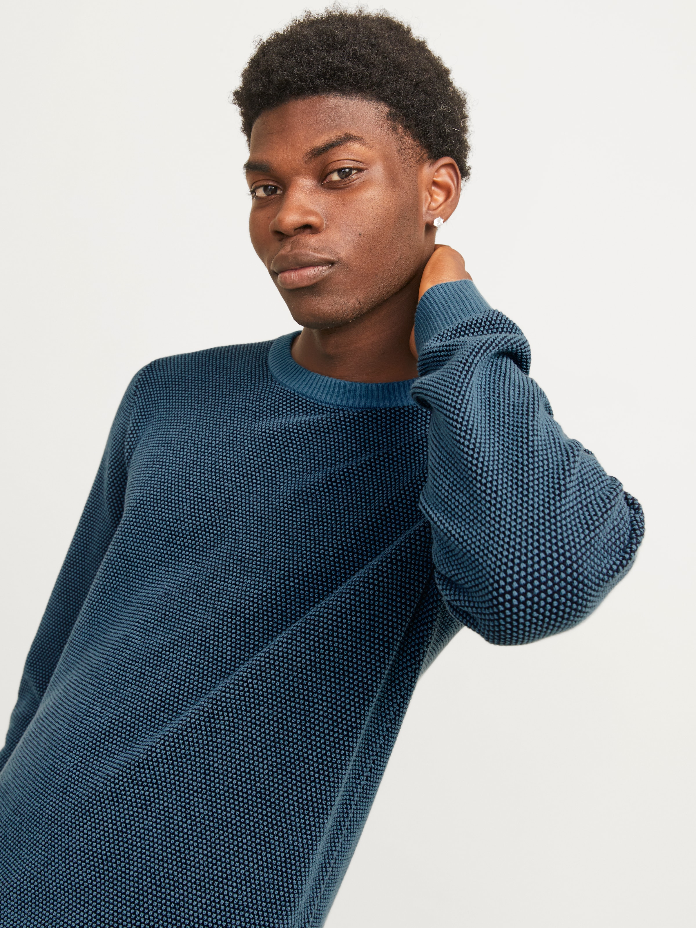 Jack & Jones Rundhalspullover »JJEGLOBE KNIT CREW NECK NOOS«, in Strick Optik