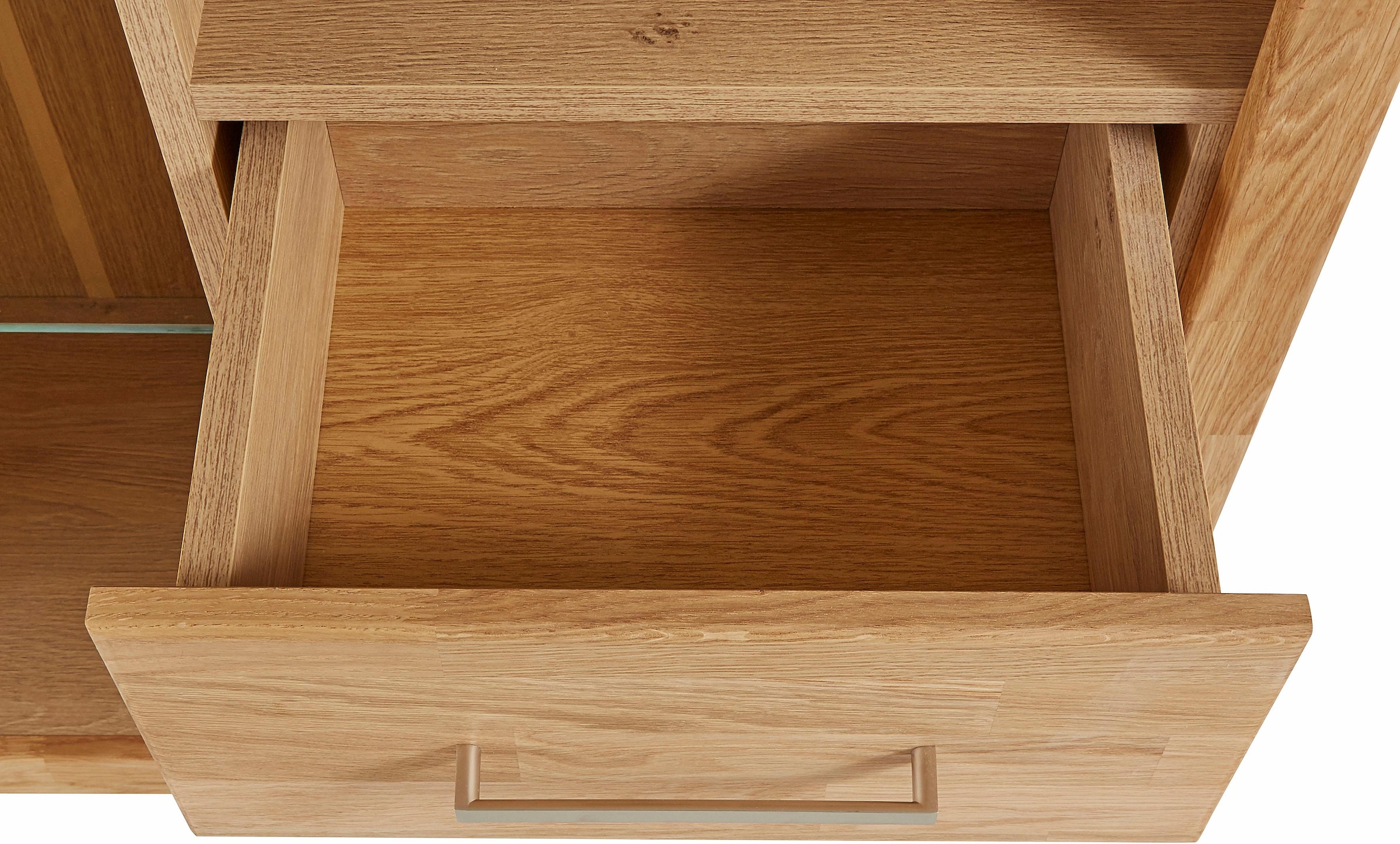 Home affaire Highboard »Ribe,130cm breit145cm hoch,Fronten Massivholz,12 Fächer«, Korpus aus Holzwerkstoff, Metall Griffe,Böden versetzbar