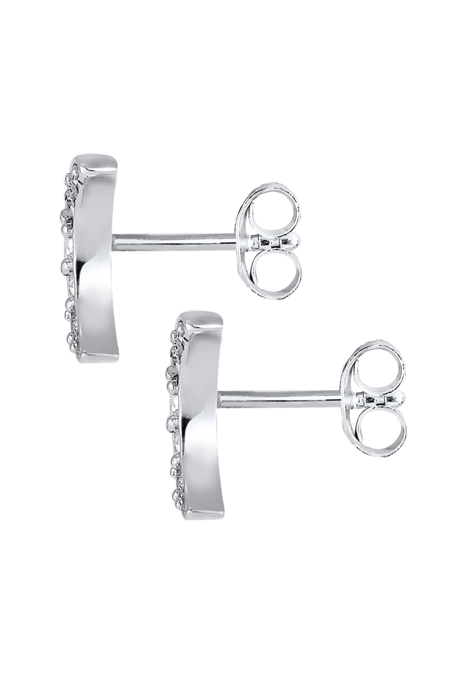 Elli Paar Ohrstecker »Ohrringe Ohrstecker Halbmond Glas Kristalle Weiß 925 Sterling Silber«