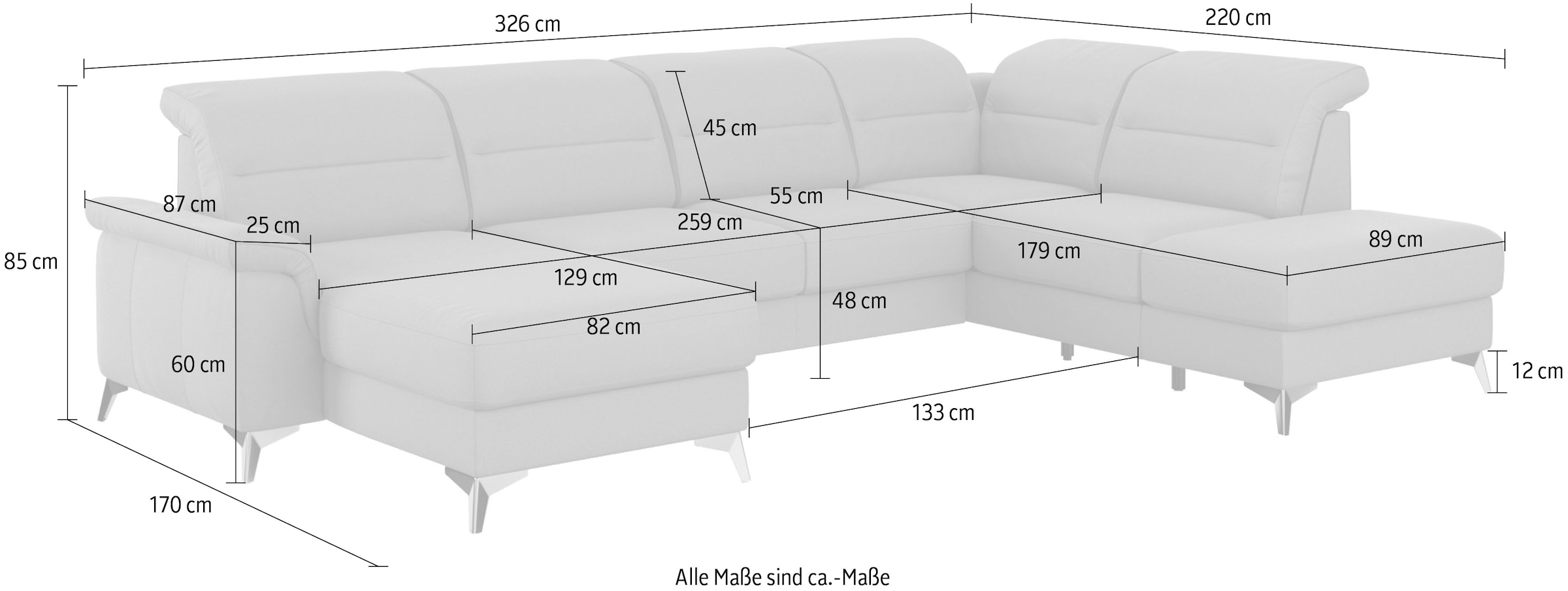 sit&more Wohnlandschaft »Sinatra U-Form« optional mit Kopfteilverstellung und Armteilfunktion etc.