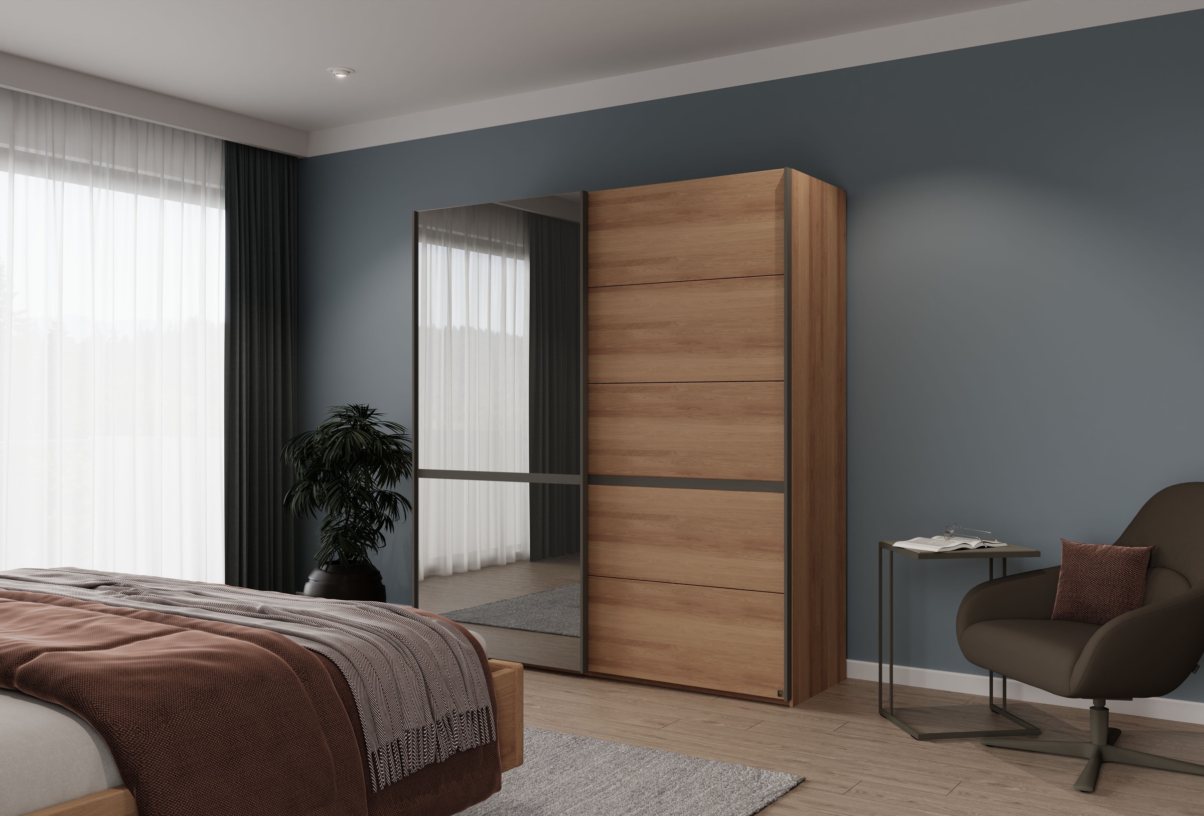 Musterring Schwebetürenschrank »Sorrent, Kleiderschrank, Schrank, Schiebetüren« Teilmassiv Eiche, MADE IN GERMANY,  Türen in Eiche massiv mit Kassetten-Optik, verschiedene Maße verfügbar