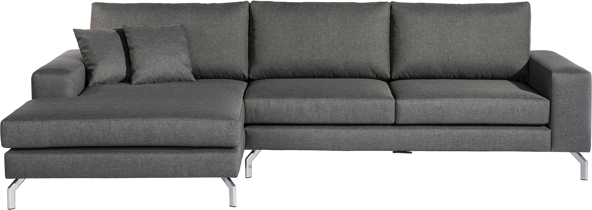 Max Winzer® Ecksofa »Flori Set inkl. Hocker, guter Sitzkomfort, aktuelles Design«, (Spar-Set, Ecksofa und Hocker), elegant mit abgewinkelten Chromfüßen, inklusive Zierkissen