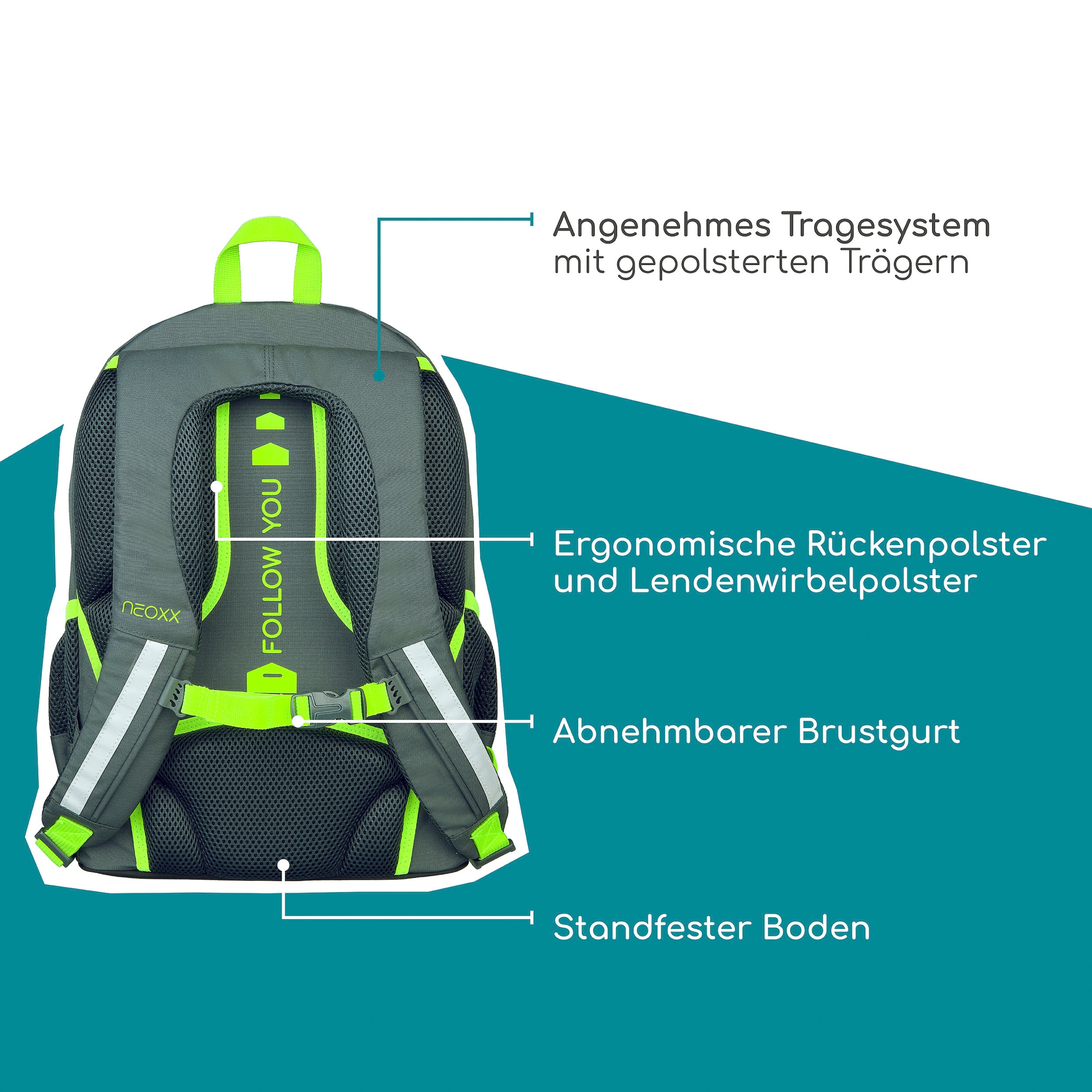 neoxx Schulrucksack »Flow, Boom«, teilweise aus recyceltem Material