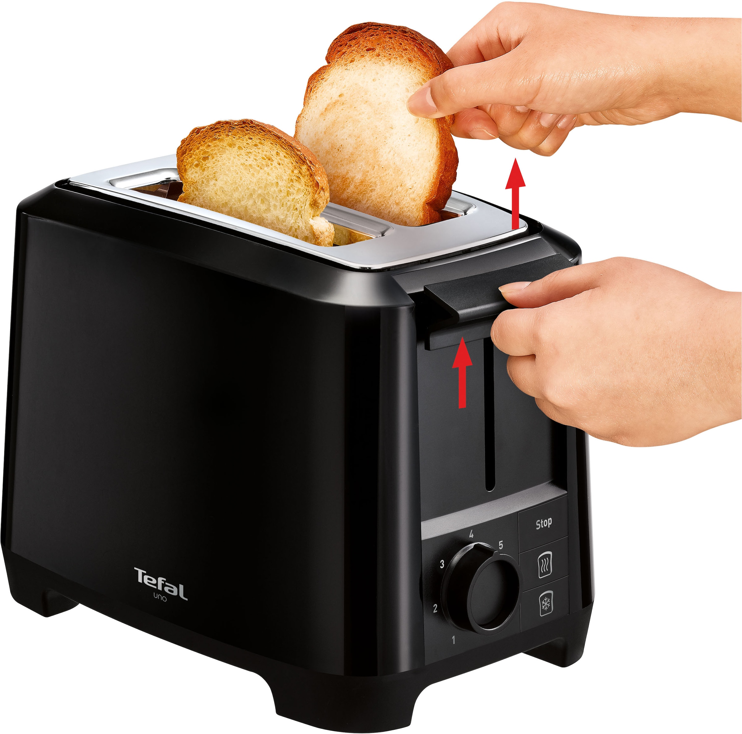 Tefal Toaster »TT1408 Uno«, 2 kurze Schlitze, 800 W, 2-Kammern, Brötchenaufsatz, variable Schlitzbreite, 7 Bräunungsstufen