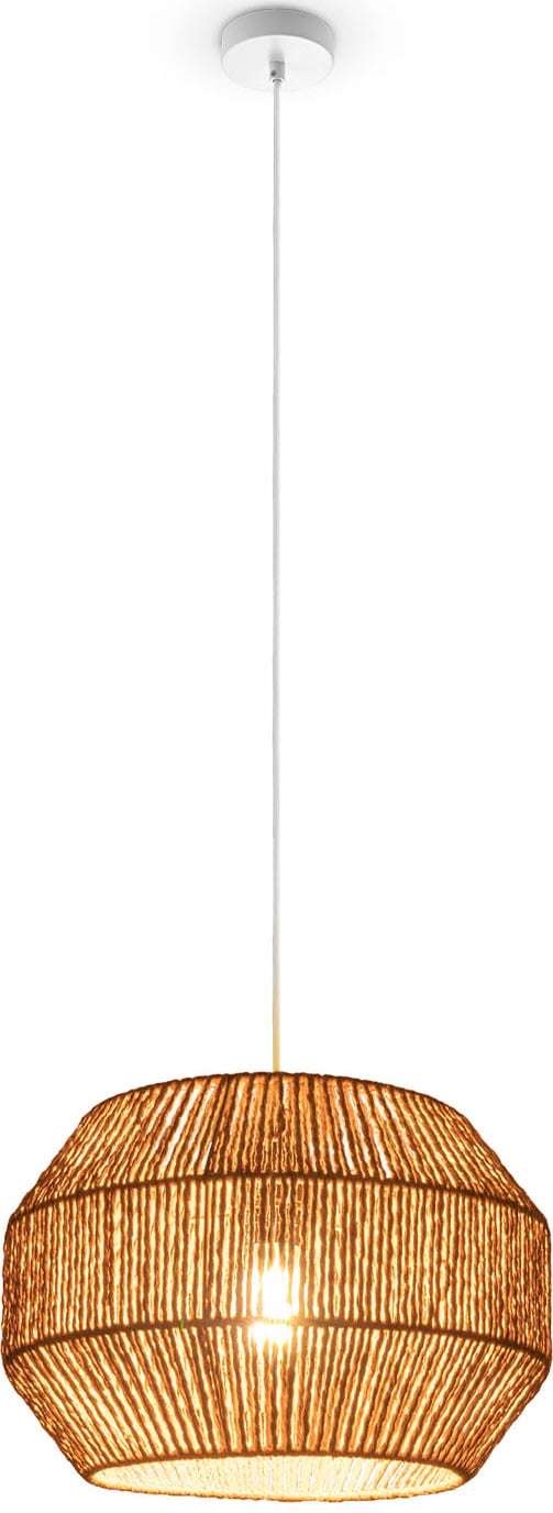 Paco Home Pendelleuchte »Hugo Yago«, Leuchtmittel E27 | ohne Leuchtmittel, Wohnzimmer Esszimmer Rattan Optik Boho Lampenschirm Papier Modern