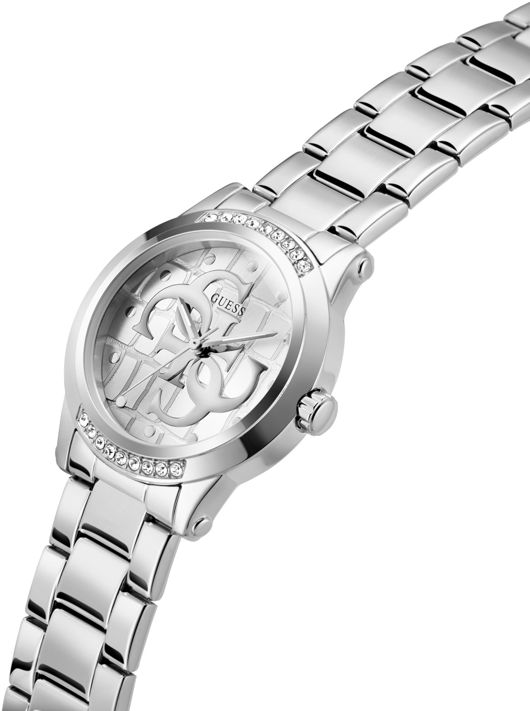 Guess Quarzuhr »ANNETTE« Armbanduhr, Damenuhr, Edelstahlarmband, analog