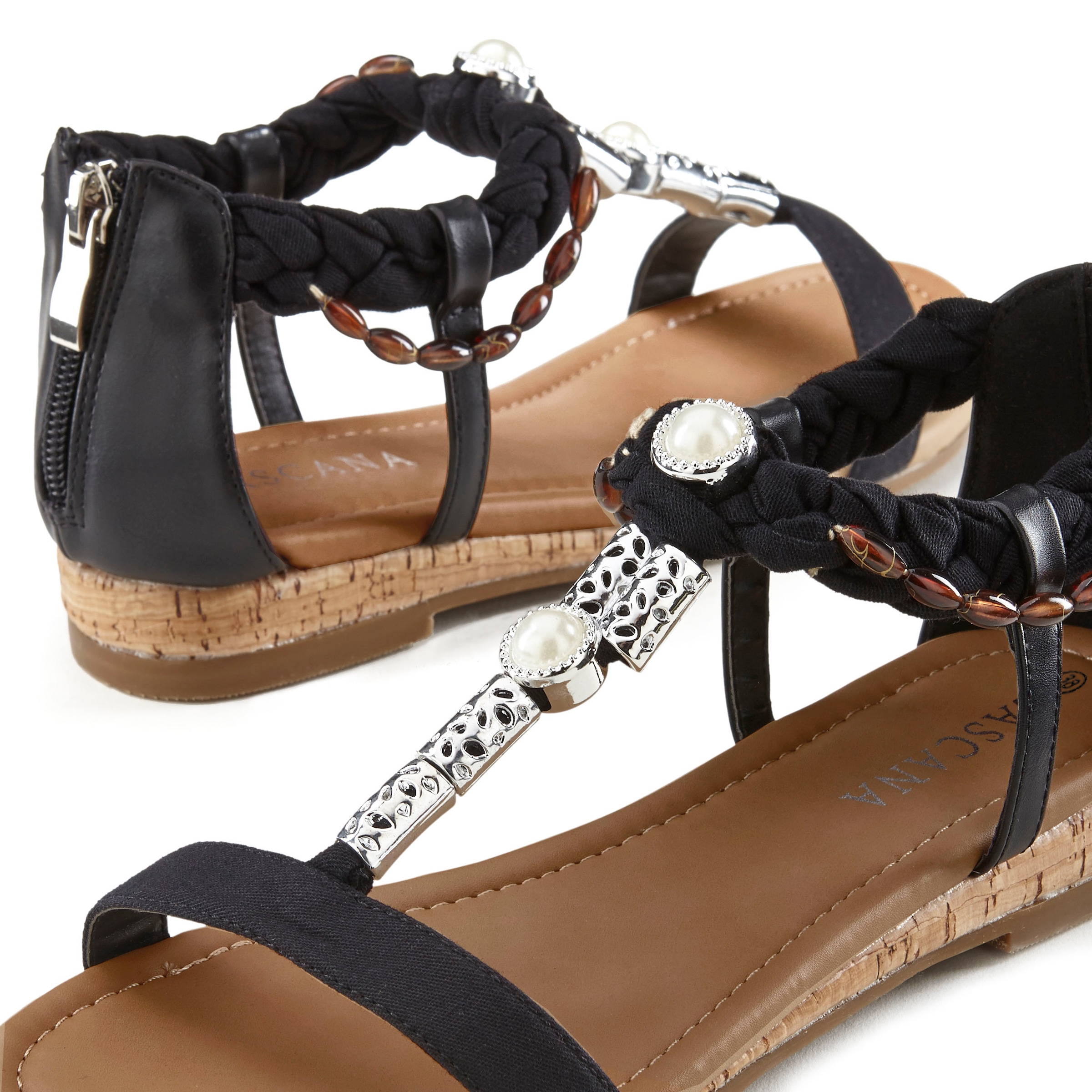 LASCANA Sandale, Sandalette, Sommerschuh mit Schmuckelementen VEGAN