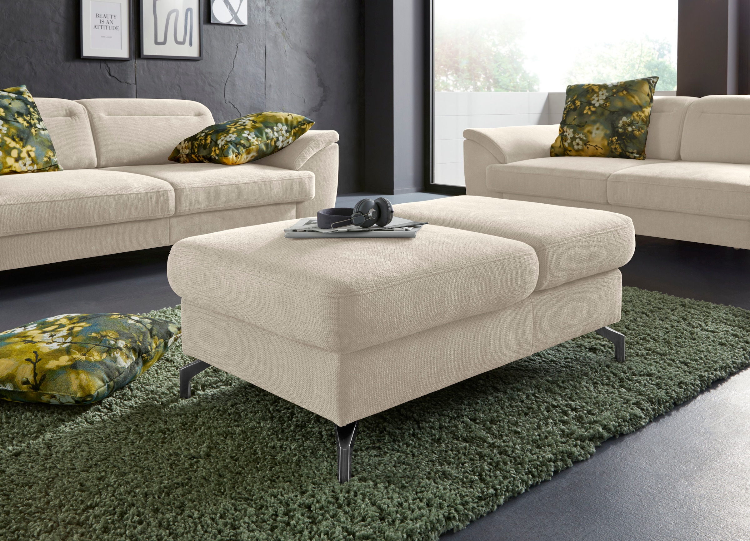 sit&more Hocker »Percy«, Fußhöhe 15cm, mit Klappfunktion, wahlweise in 2 Fußfarben