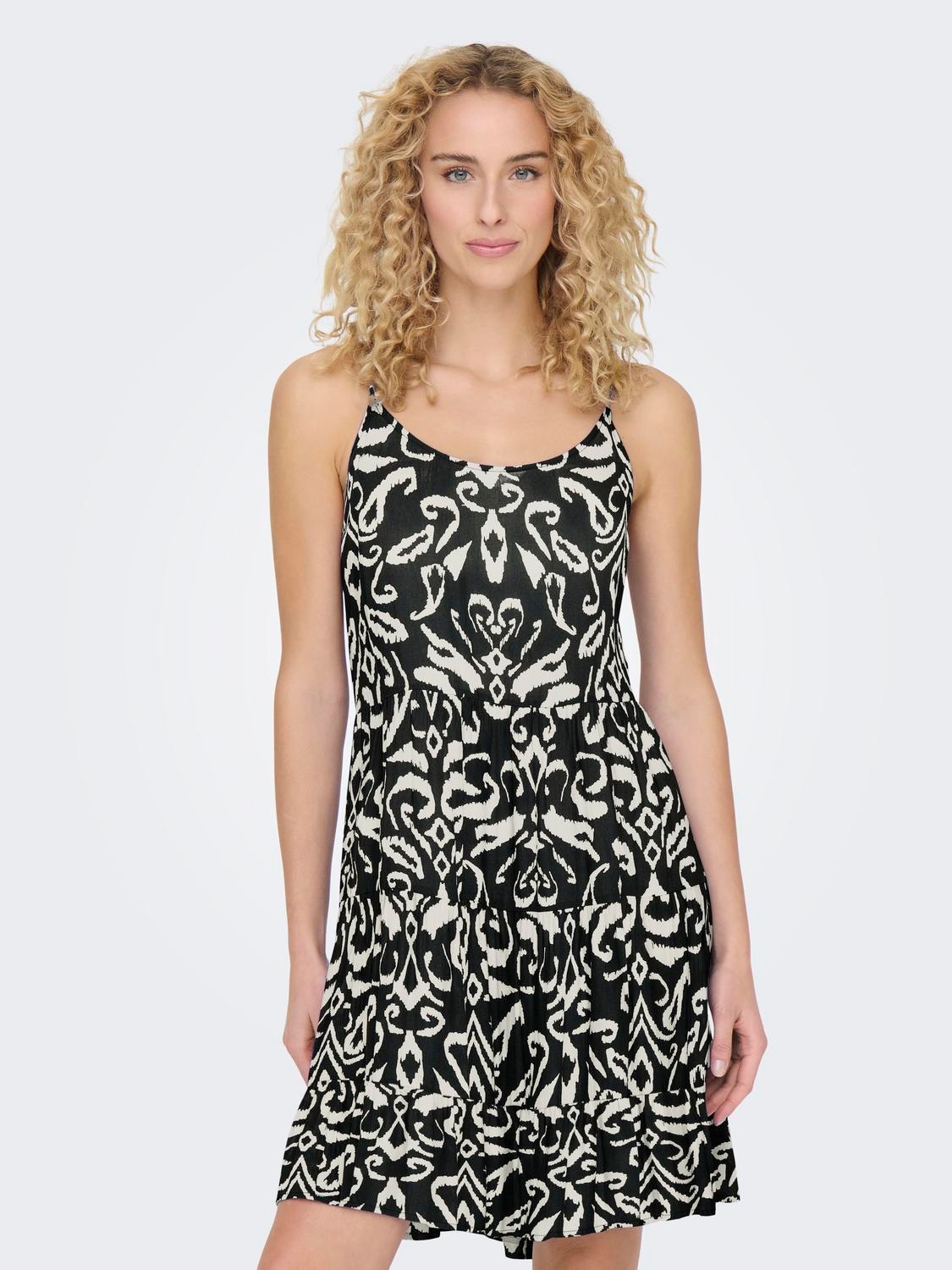 ONLY Spaghettikleid »ONLMAJ LIFE S/L AOP SHORT DRESS WVN NOOS«, mit Volant