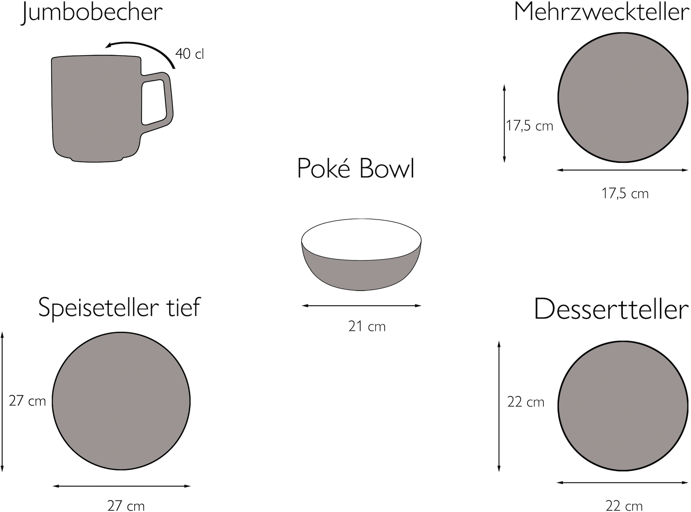 CreaTable Kombiservice »Geschirr-Set Love Bavaria«, (Set, 10 tlg.,  Kaffeeservice und Tafelservice im Set, für 2 Personen), Service für die bayrische  Küche und Lifestyle, 10 Teile für 2 Personen mit 3 Jahren XXL Garantie