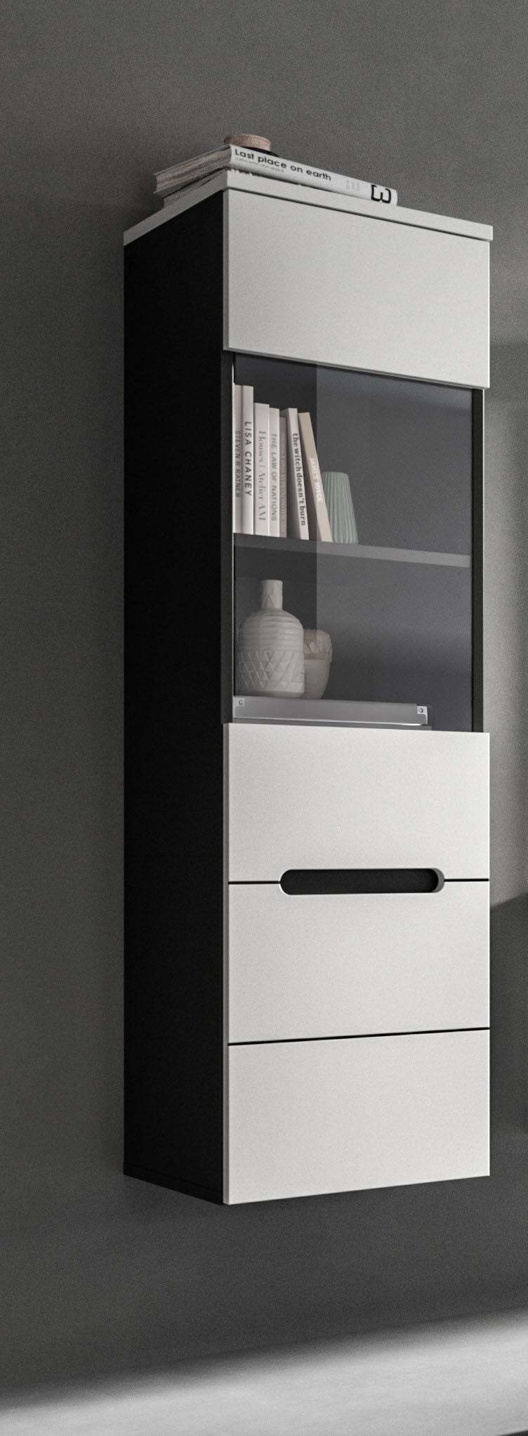 Home affaire Vitrine »REHAT, TOPSELLER!, Höhe 125 cm, 1 Glastür, 1 Böden, 3 Fächer« stehend und hängend montierbar, 1 Stk. tlg. Vitrinenschrank, Schrank, Glasvitrine, Wohnzimmervitrine