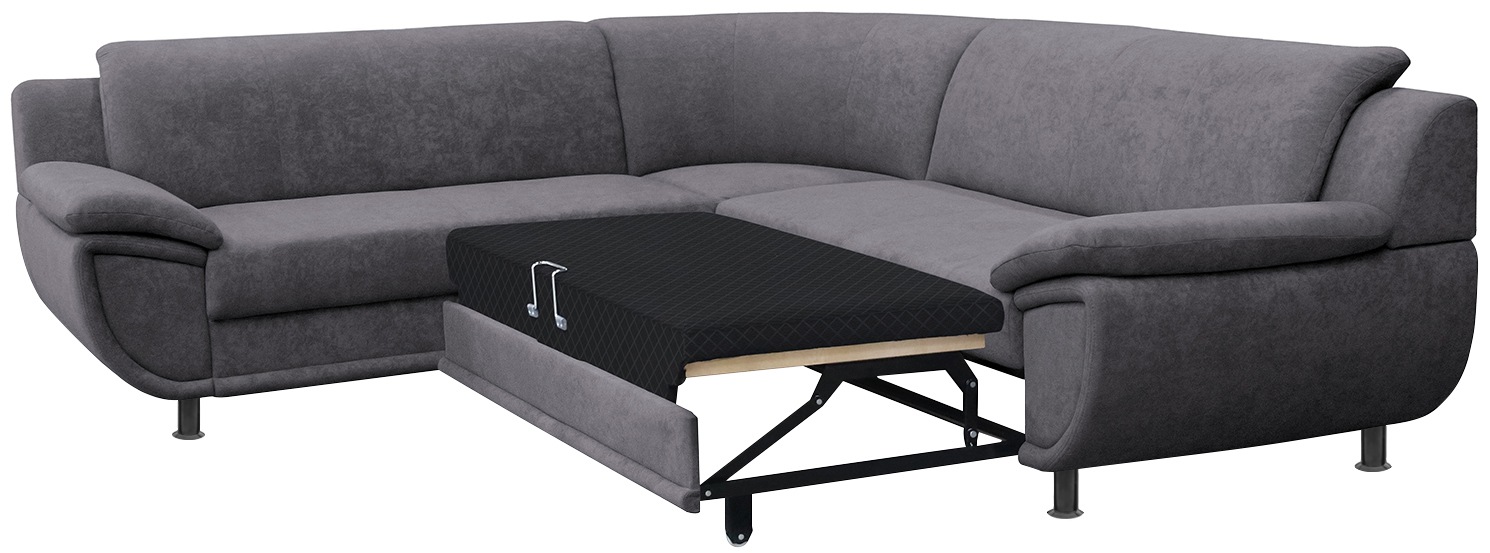 TRENDMANUFAKTUR Ecksofa »Rondo wahlweise mit Schlaffunktion, 267x247 cm (BxT), breite Armlehnen«, L-Form, wahlweise mit Federkern bestellbar, Füße schwarz