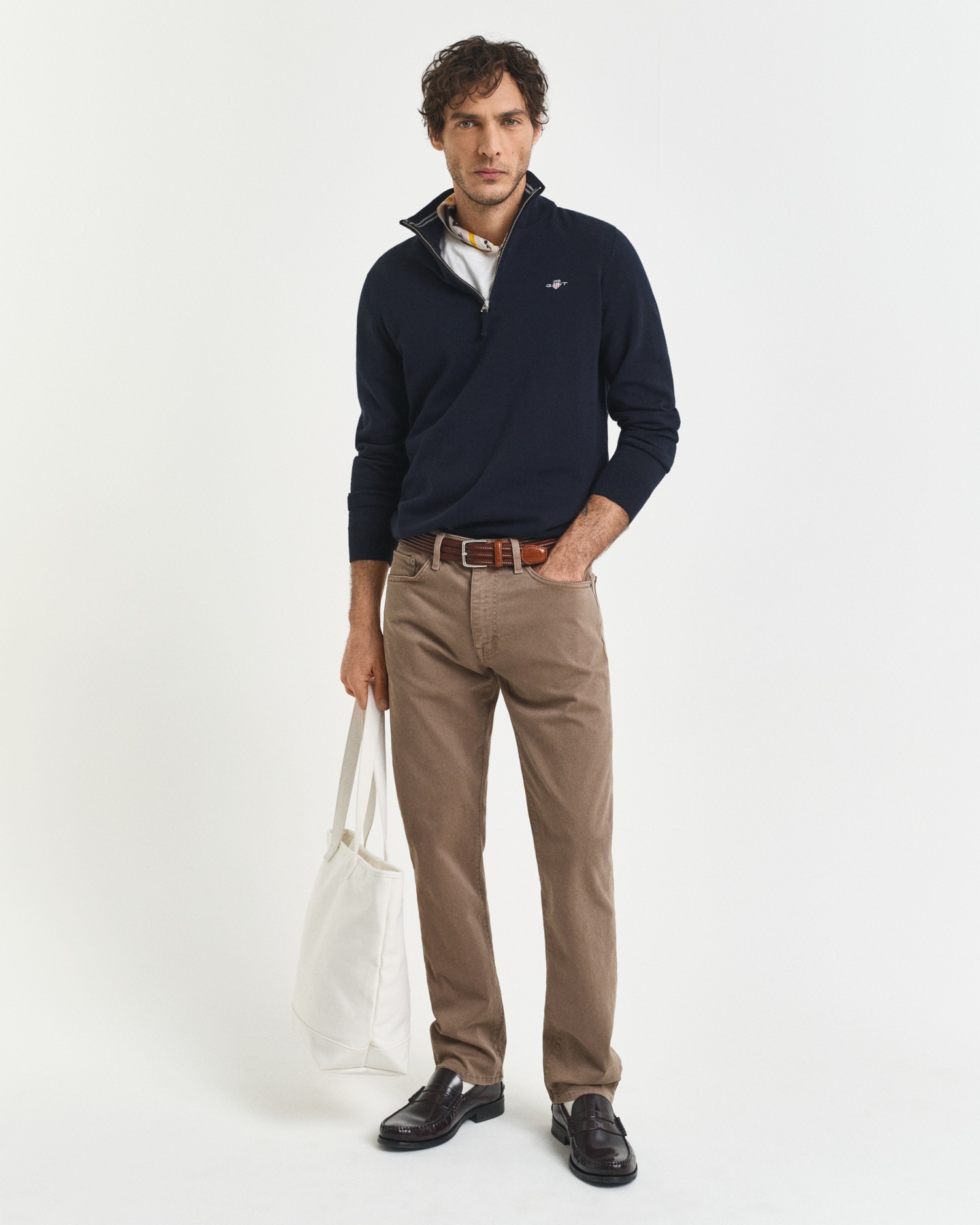 Gant Troyer »CLASSIC COTTON HALF ZIP«, mit gerippten Details