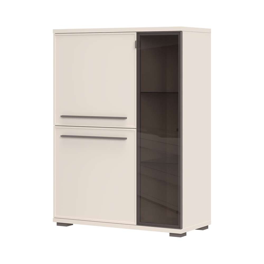 OTTO home Highboard »Opera Sideboard, Kommode, Glastür mit Aluminiumrahmen« UV lackiert, Soft Close Funktion, Höhenverstellbare Füße