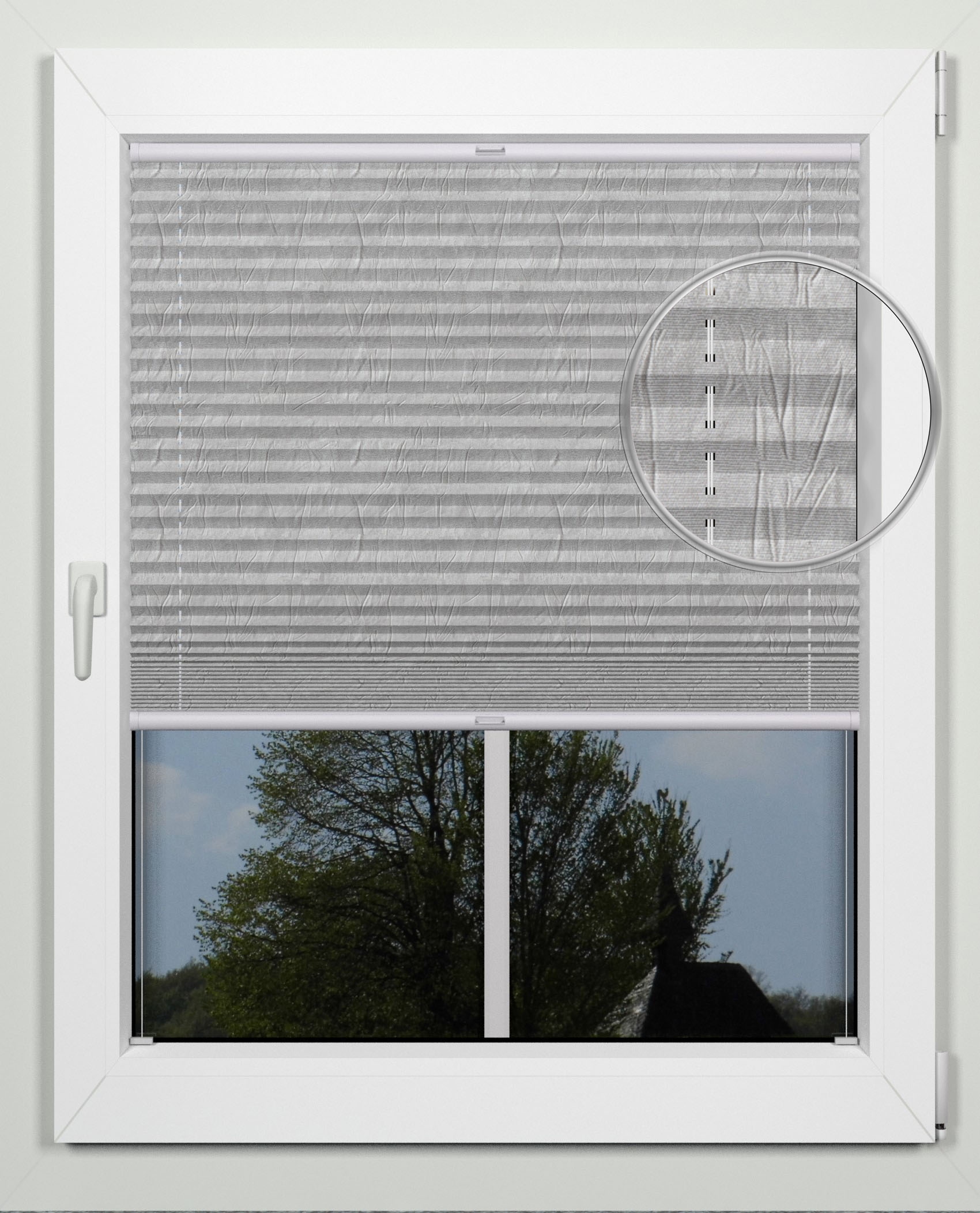 indeko Plissee »advanced« Lichtschutz mit Bohren verspannt Crushed-Optik, nach Maß