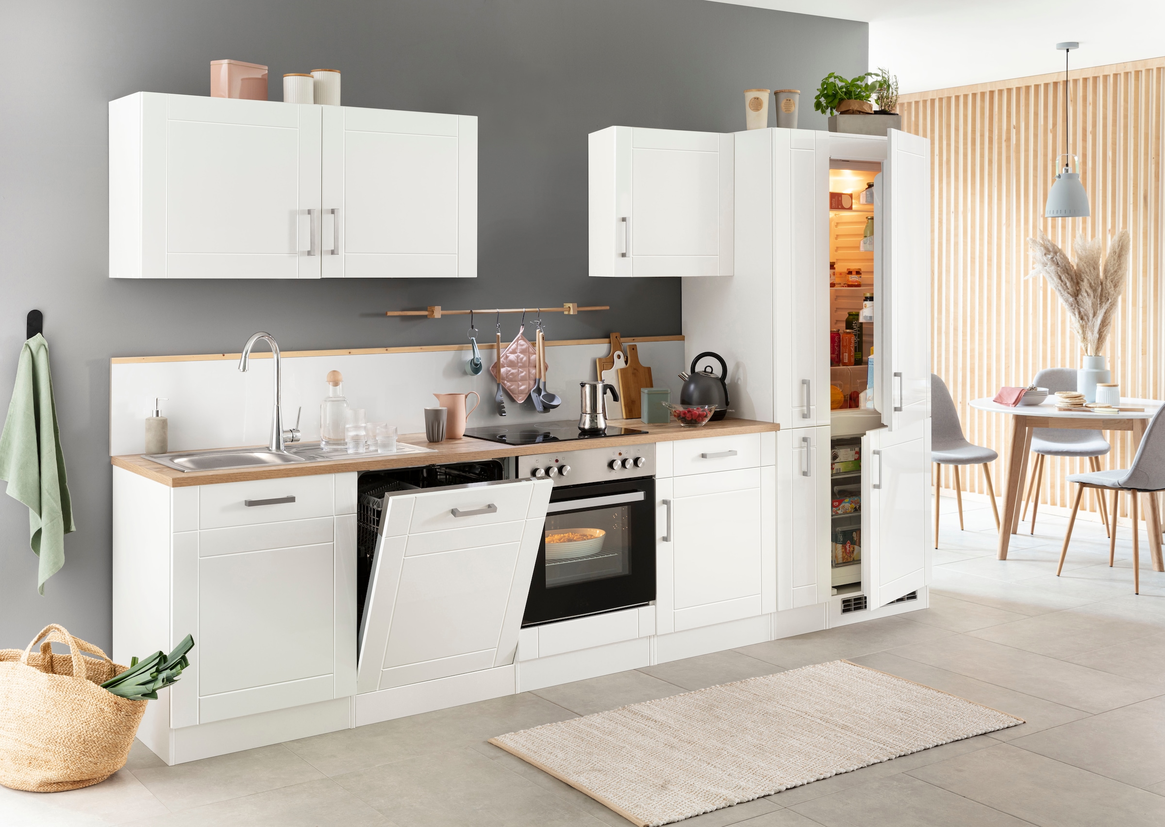 KOCHSTATION Küchenzeile »KS-Tinnum« ohne E-Geräte, Breite 330 cm