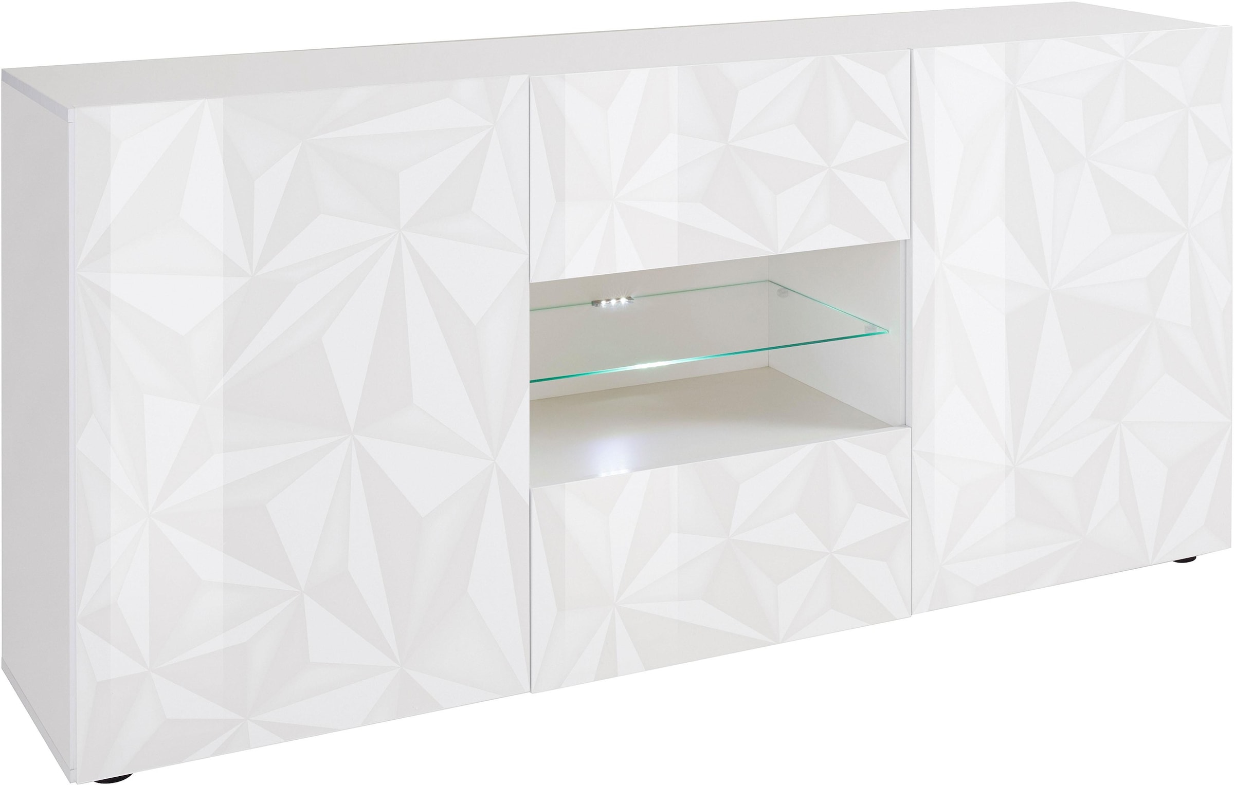 INOSIGN Sideboard »Prisma Breite 181, Kommode 2 Türen, 2 Schubkästen, Anrichte«, Front mit elegantem Siebdruck, grifflos, viel Stauraum