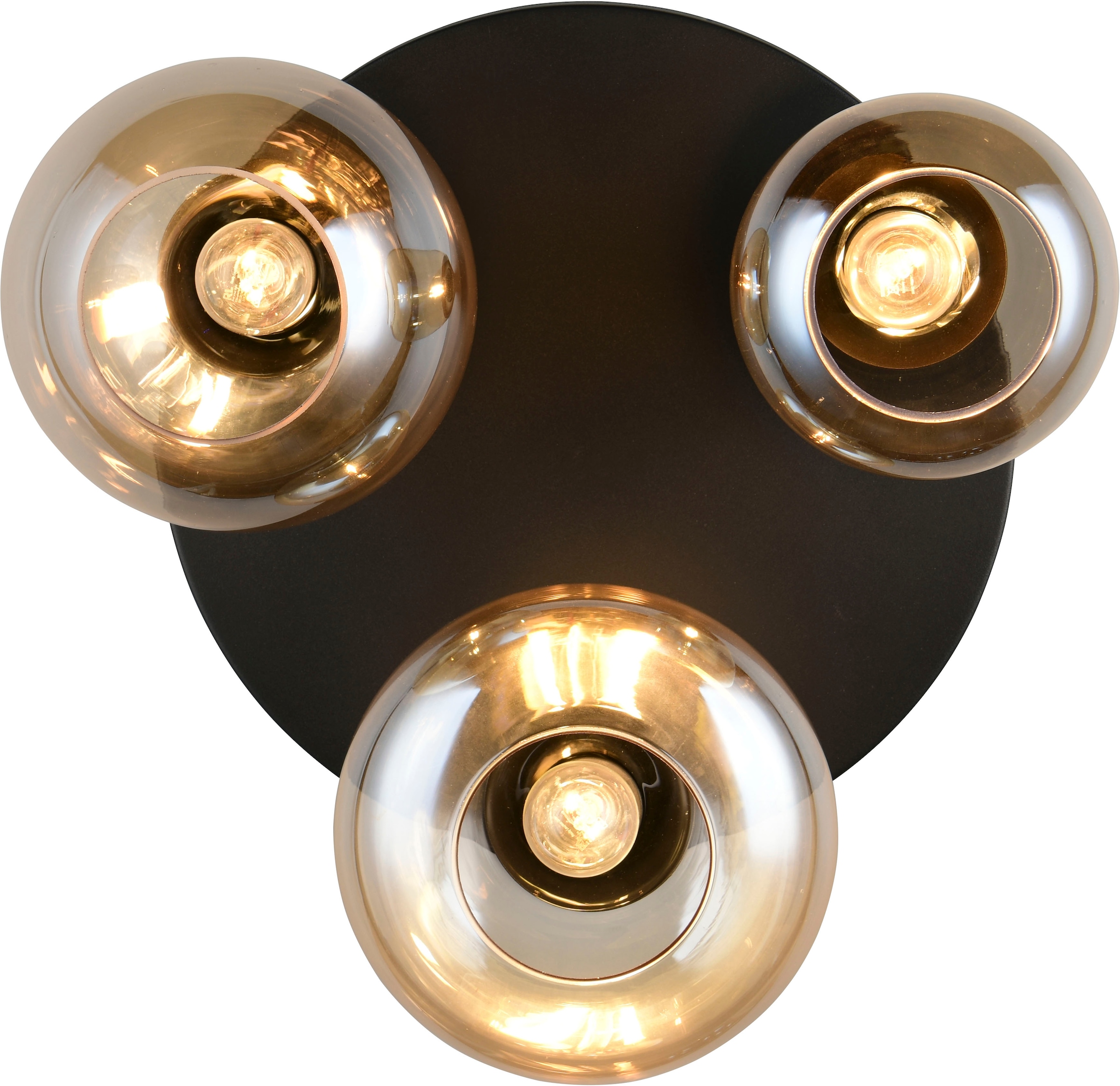 TRIO Leuchten Deckenleuchte »Lumina, Deckenlampe 3-flammig mit Glasschirm, exkl 3x E14 , max 10W« E14 1 Stk. warmweiß - kaltweiß Ø 49 cm Höhe 25 cm, spiegelnde Glas Lampenschirme in 3 modernen Formen