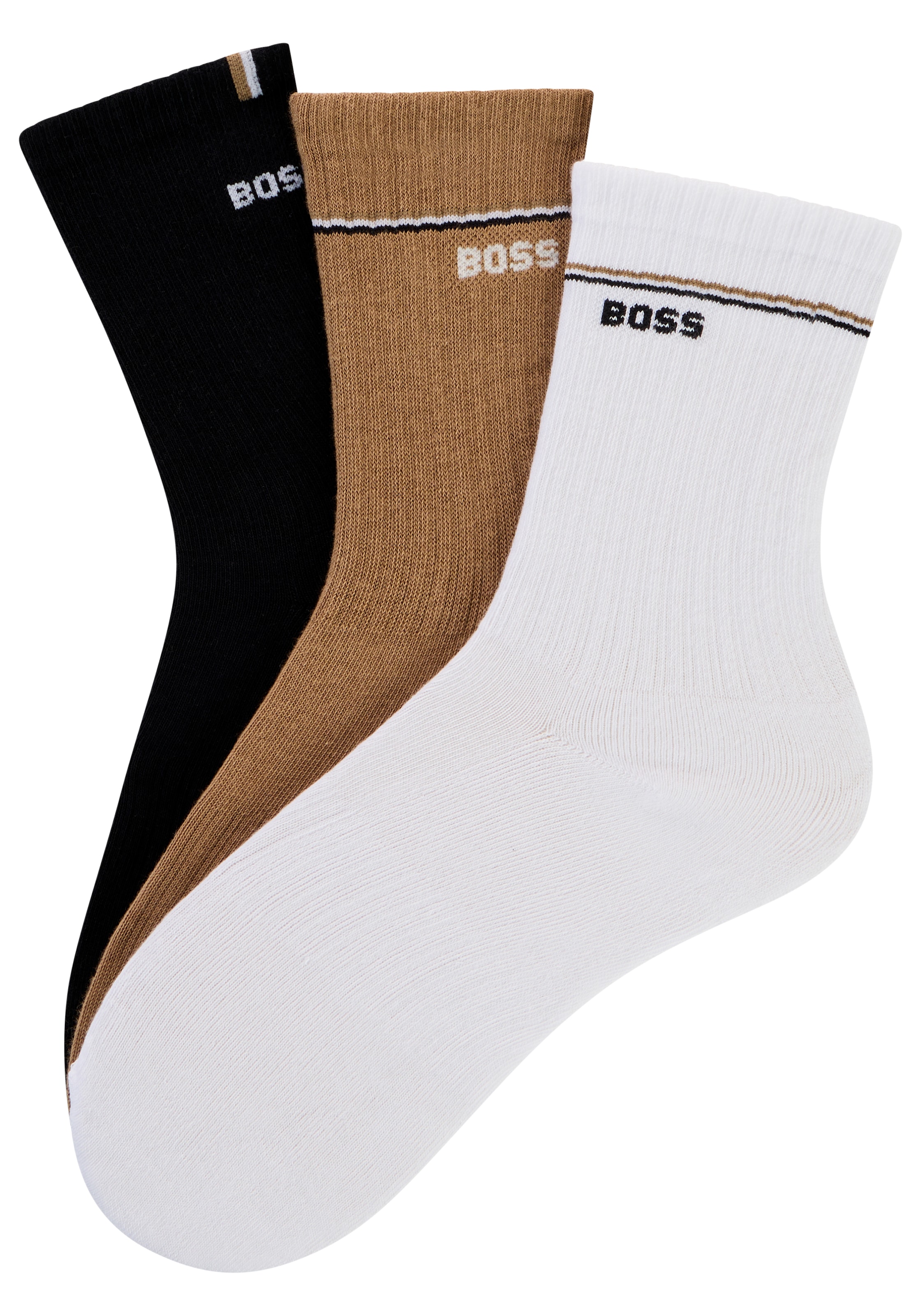 BOSS Basicsocken »3P QS Iconic CC SP W« 3 Paar tlg. kontrastfarbene Details