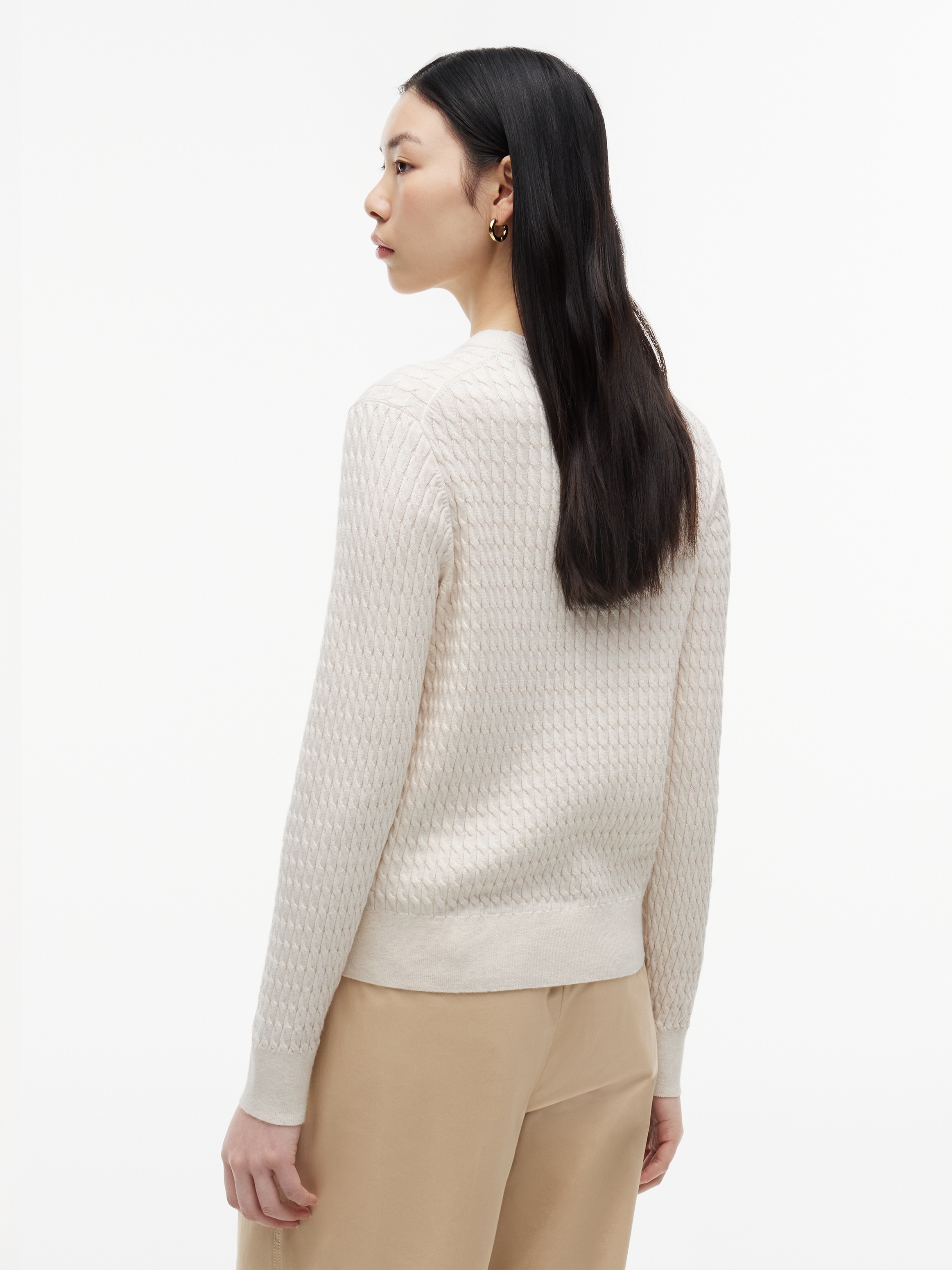 Tommy Hilfiger Rundhalspullover »CO CABLE C-NK LS SWEATER« Baumwolle, mit Zopfmuster, Regular Fit