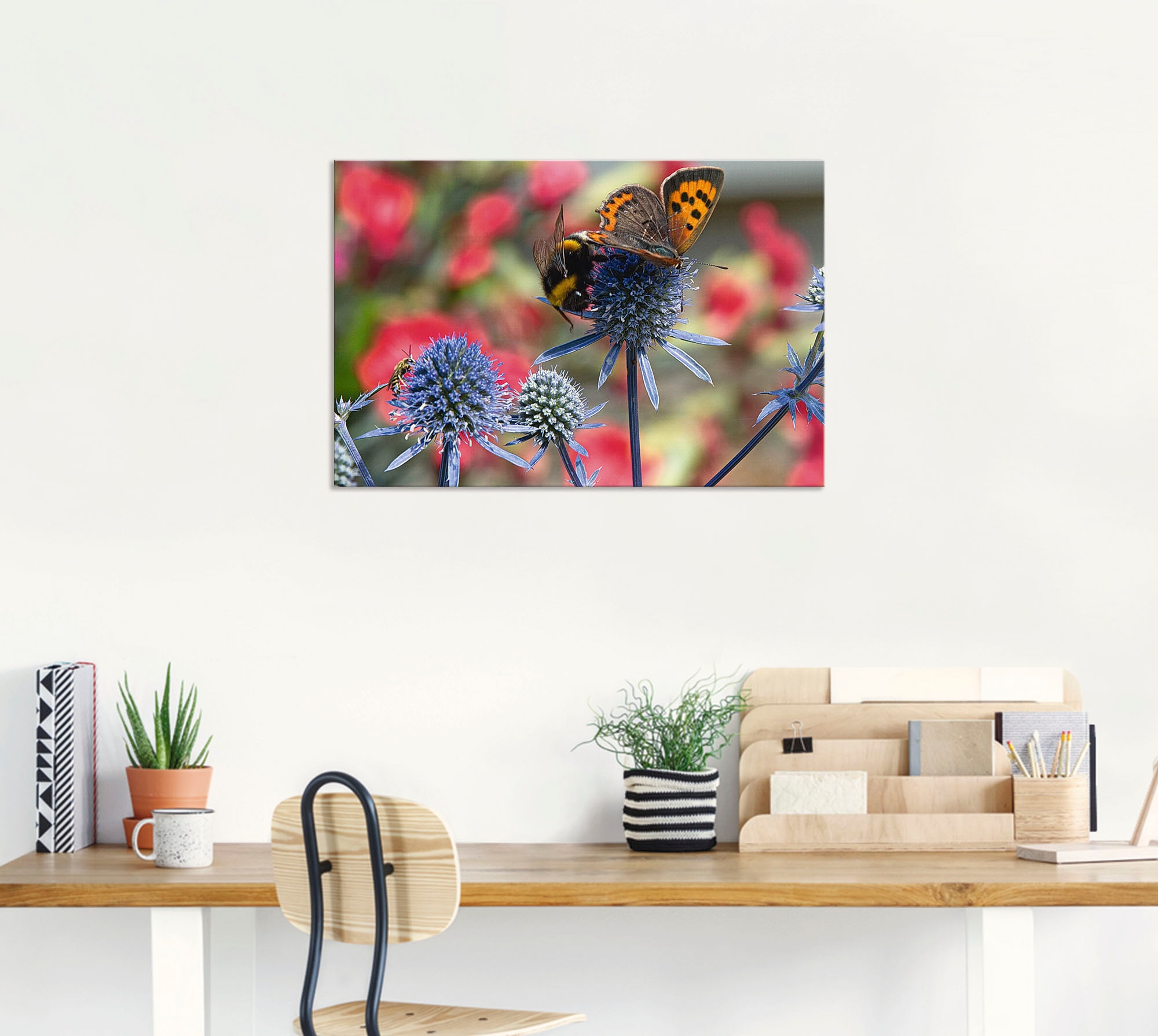 Artland Wandbild »Kleiner Feuerfalter und Hummel«, Insekten, (1 St.), als Alubild, Outdoorbild, Leinwandbild, Wandaufkleber, versch. Größen