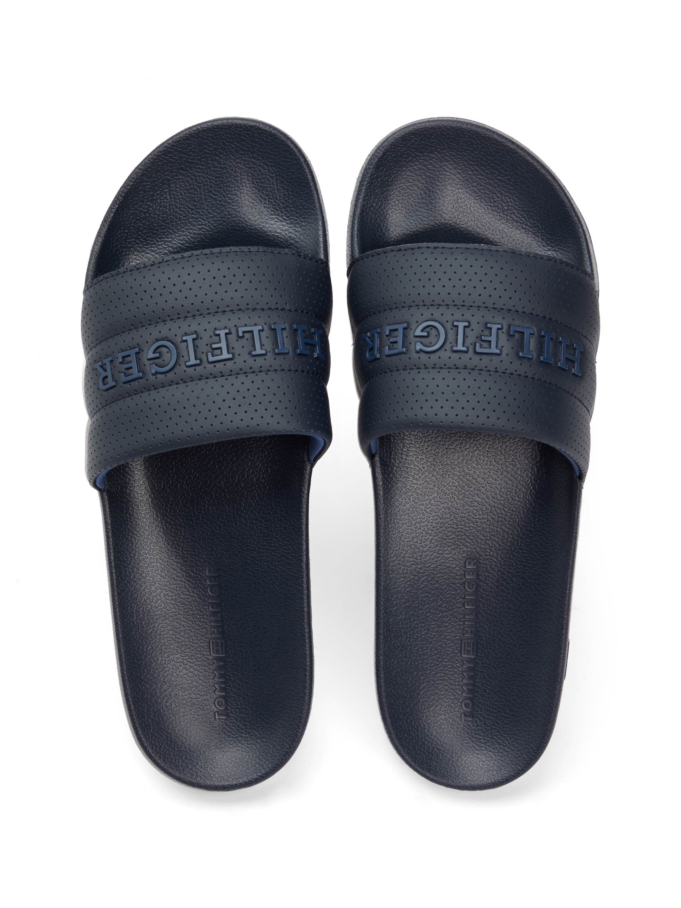 Tommy Hilfiger Pantolette »HILFIGER PAD PERF POOL SLIDE«  , Sommerschuh, Badepantolette mit Logoschriftzug