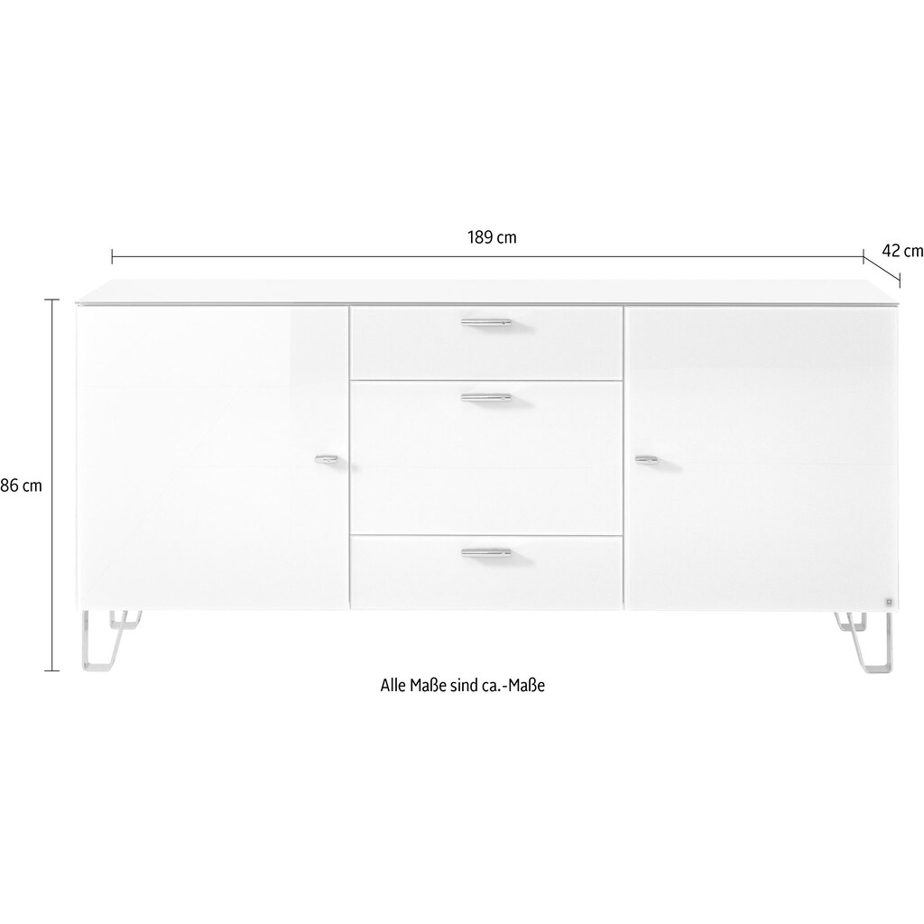 LEONARDO Sideboard »CUBE«, auf Designfüßen, mit 2 Türen und 3 Schubladen, Breite 189 cm