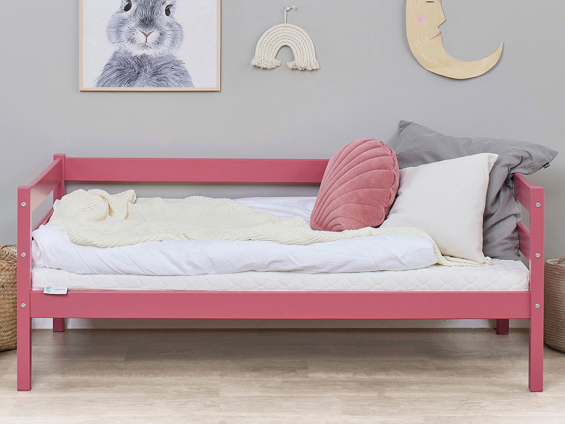 Hoppekids Einzelbett »ECO Comfort Kinderbett, Kiefer Massivholz, Jugendbett inkl. Rollrost«, 70x160 cm, wahlweise in verschieden Farben/ Matratze/ Absturzsicherung