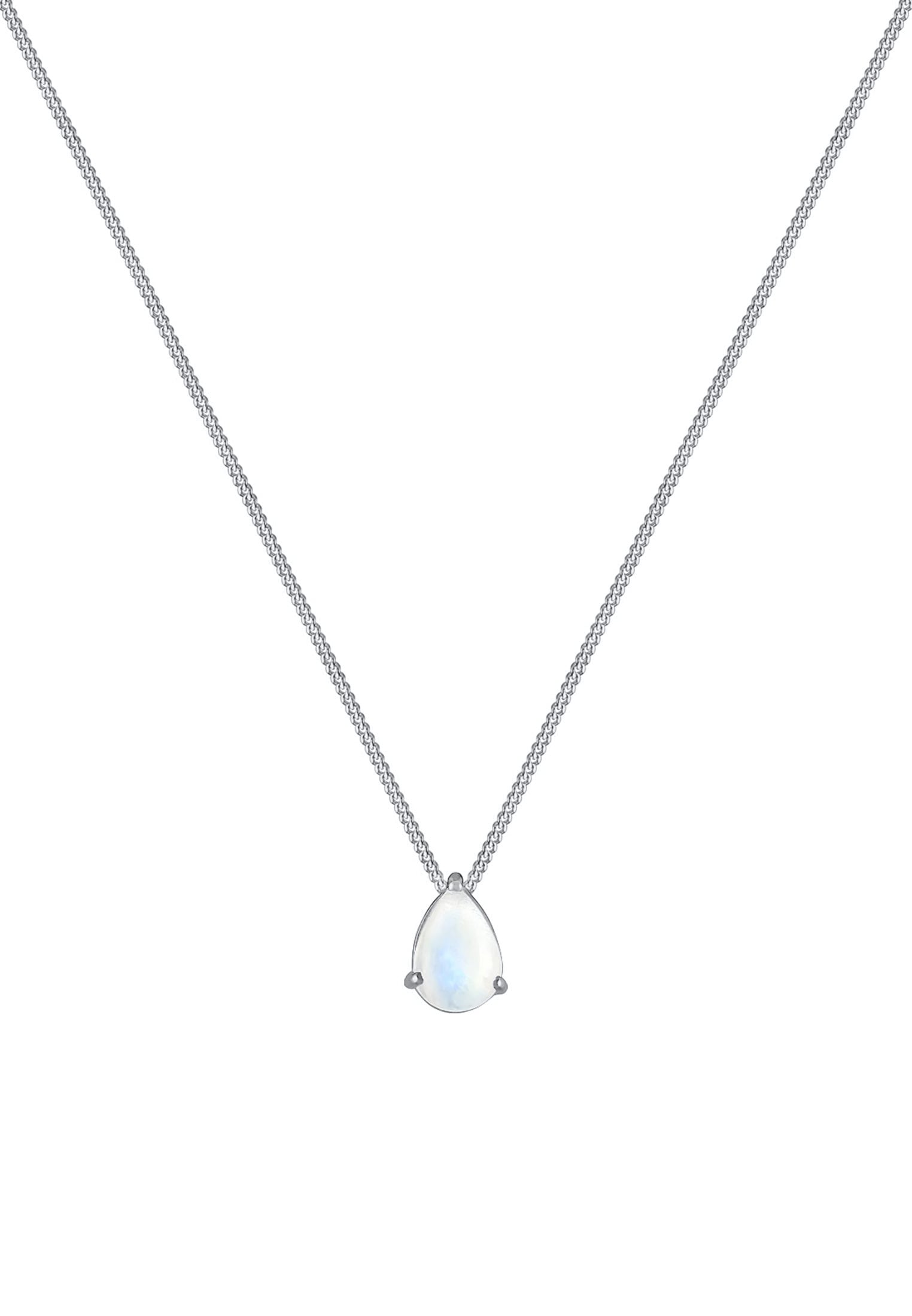 Elli Silberkette »Halskette Tropfen Mondstein Edelstein 925 Silber«