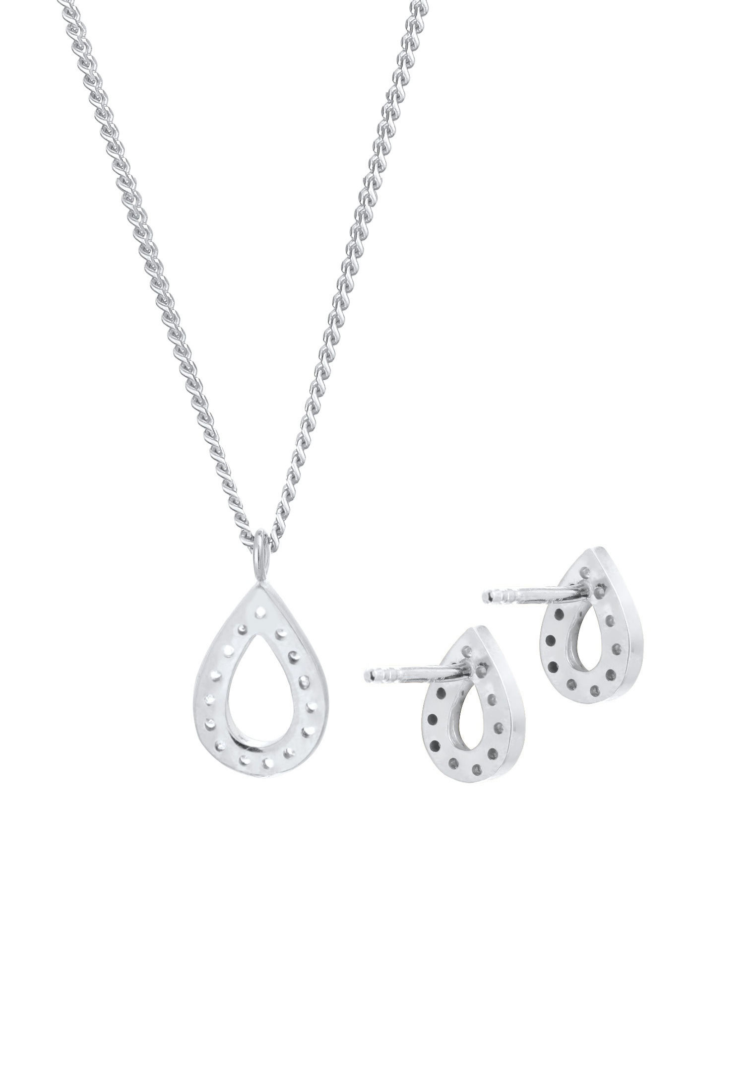 Elli Ohrring und Ketten Set »Schmuckset Tropfen Zirkonia Elegant 925 Silber« ()