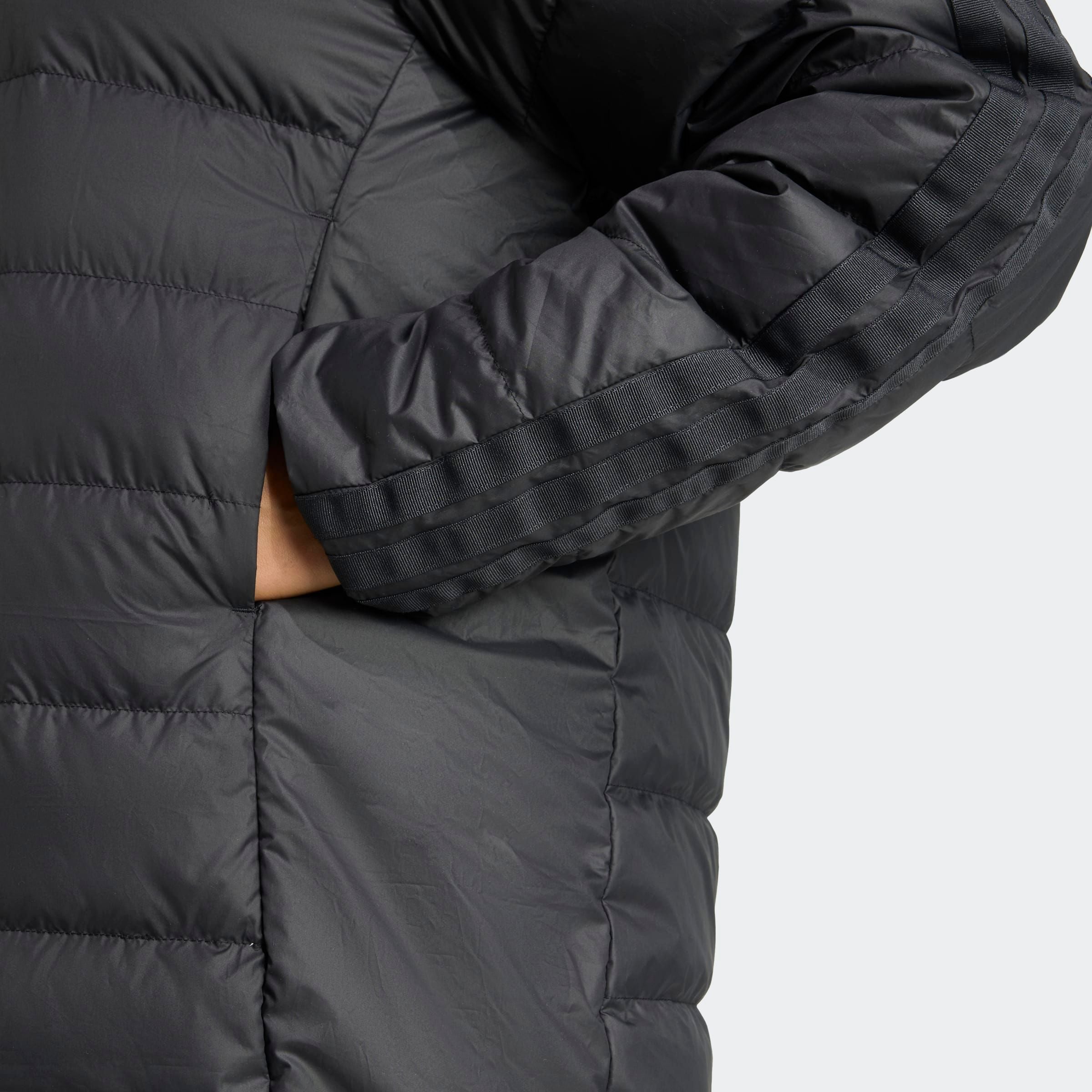 adidas Sportswear Daunenjacke »ESSENTIALS CLIMAWARM 3-STREIFEN LIGHT DAUNENPARKA MIT KAPUZE« für Erwachsene, mit wärmender Wattierung aus Entendaune und Federn