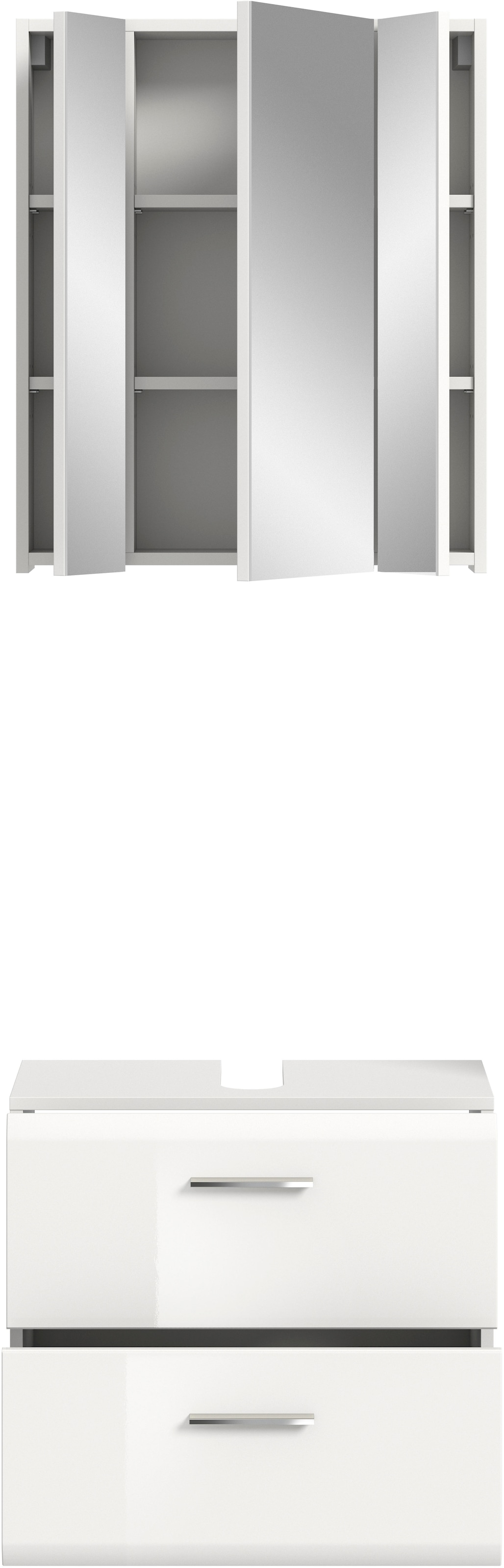 INOSIGN Badmöbel-Set »FLORENZ, TOPSELLER!, 2-teilige Badkombination, hochwertige MDF-Front«, (bestehend aus: 1 Waschbeckenunterschrank, 1 Spiegelschrank), Bad-Kombination, Bad-Möbel, Badezimmer, Kombination, Kombi