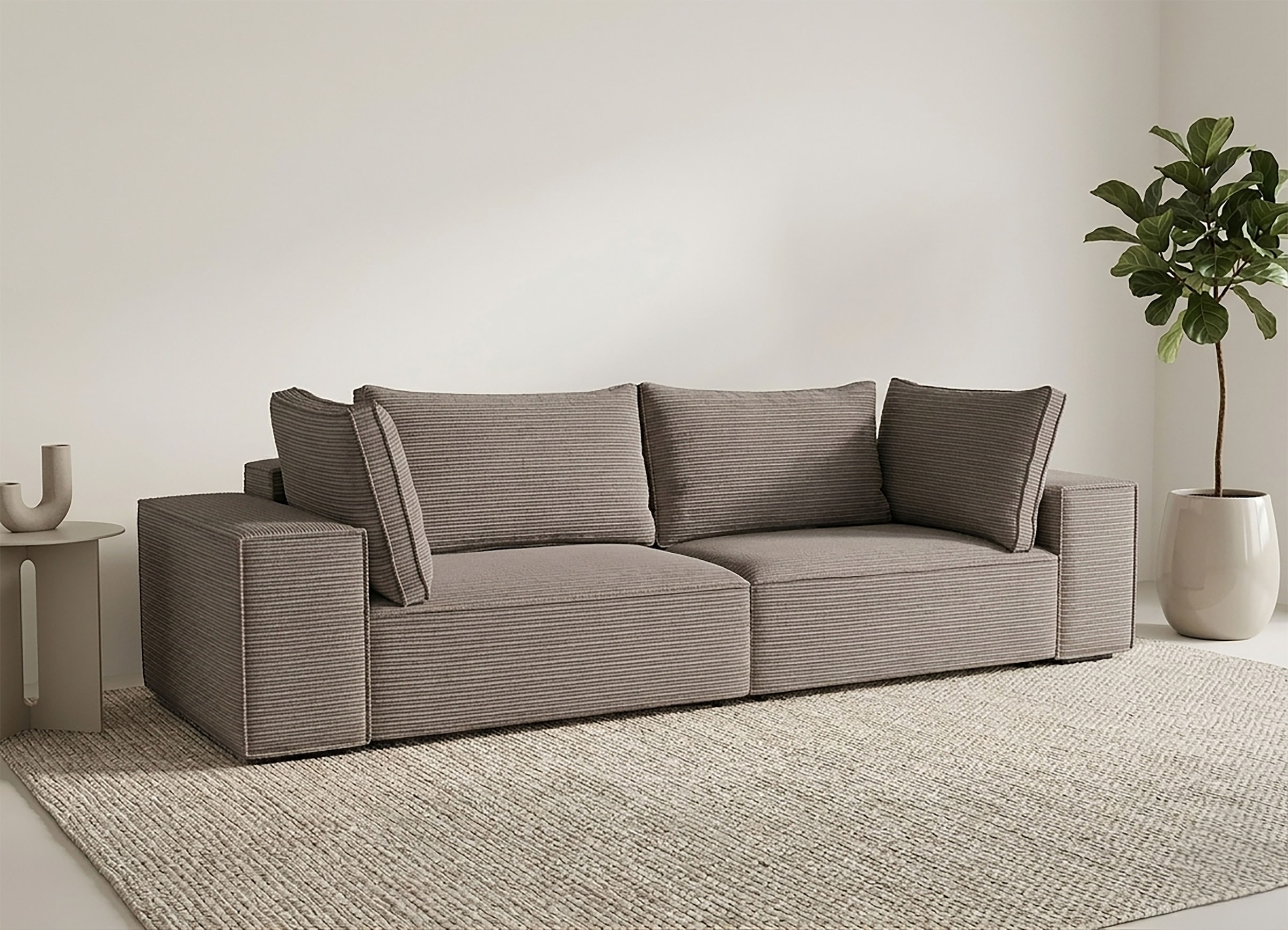 Trends by HG Big-Sofa »Conor XXL, B: 312cm, Liegefläche: 138x 238cm, in Cord und Velours« mit Schlaffunktion und Bettkasten