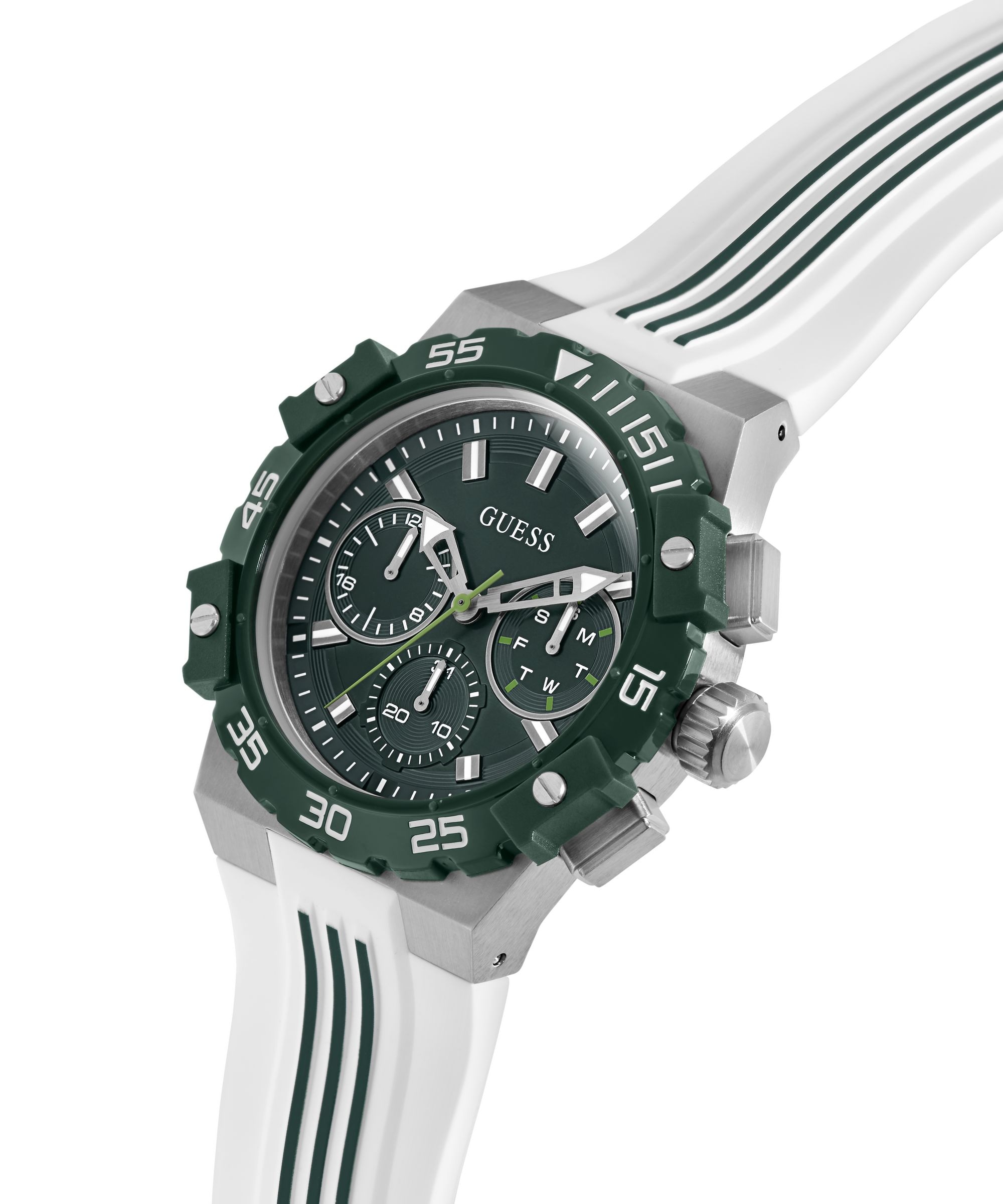 Guess Multifunktionsuhr »FORE« Quarzuhr, Armbanduhr, Herrenuhr, Silikonarmband, analog, Wochentag