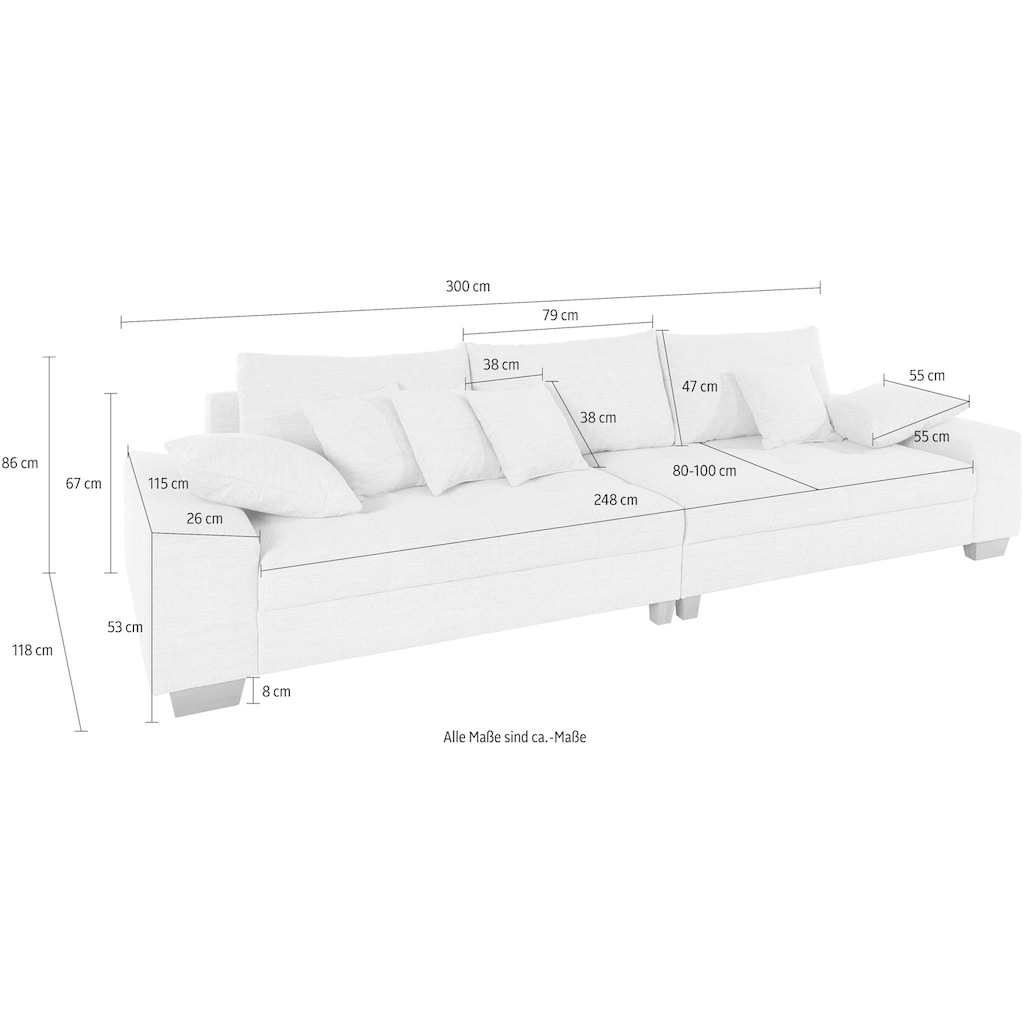 Mr. Couch Big-Sofa, wahlweise mit Kaltschaum (140kg Belastung/Sitz) und AquaClean-Stoff für leichte Reinigung mit Wasser
