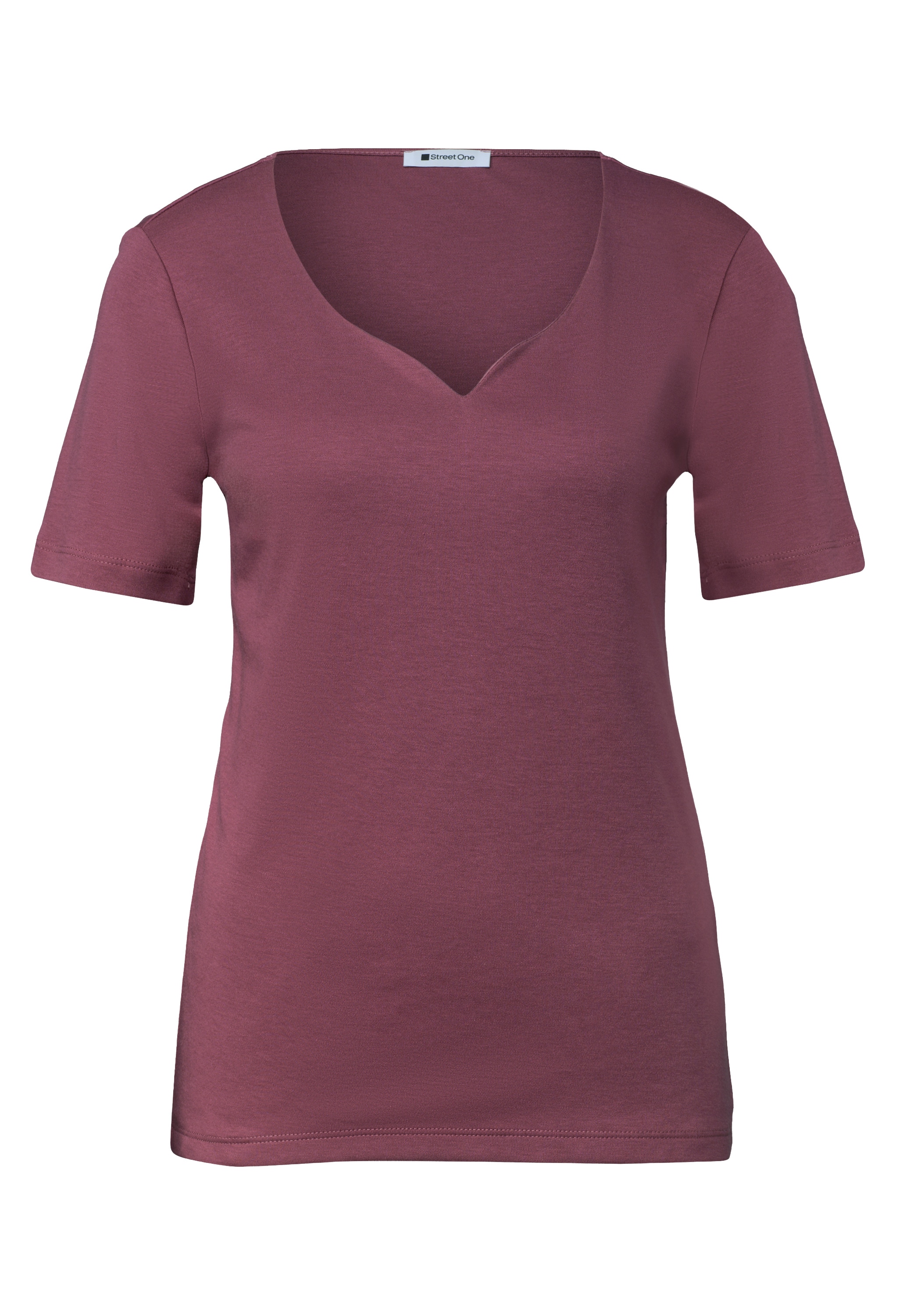 STREET ONE Kurzarmshirt »Style Ada« Sommershirt mit Herz-Ausschnitt