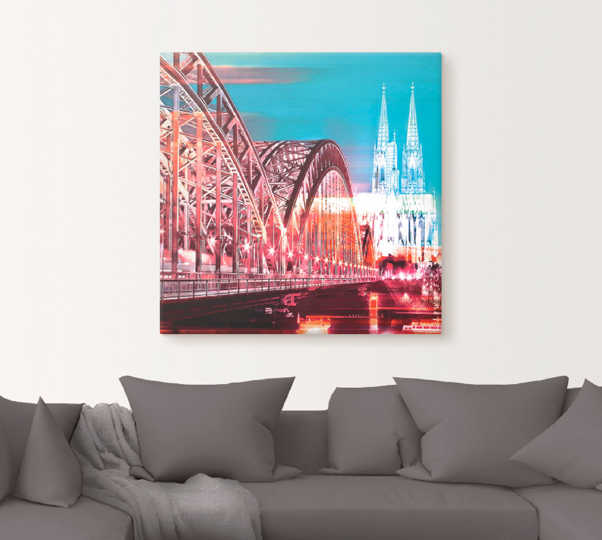 Artland Wandbild »Köln Skyline Abstrakte Collage 13«, Brücken, (1 St.), als Leinwandbild, Wandaufkleber oder Poster in versch. Größen