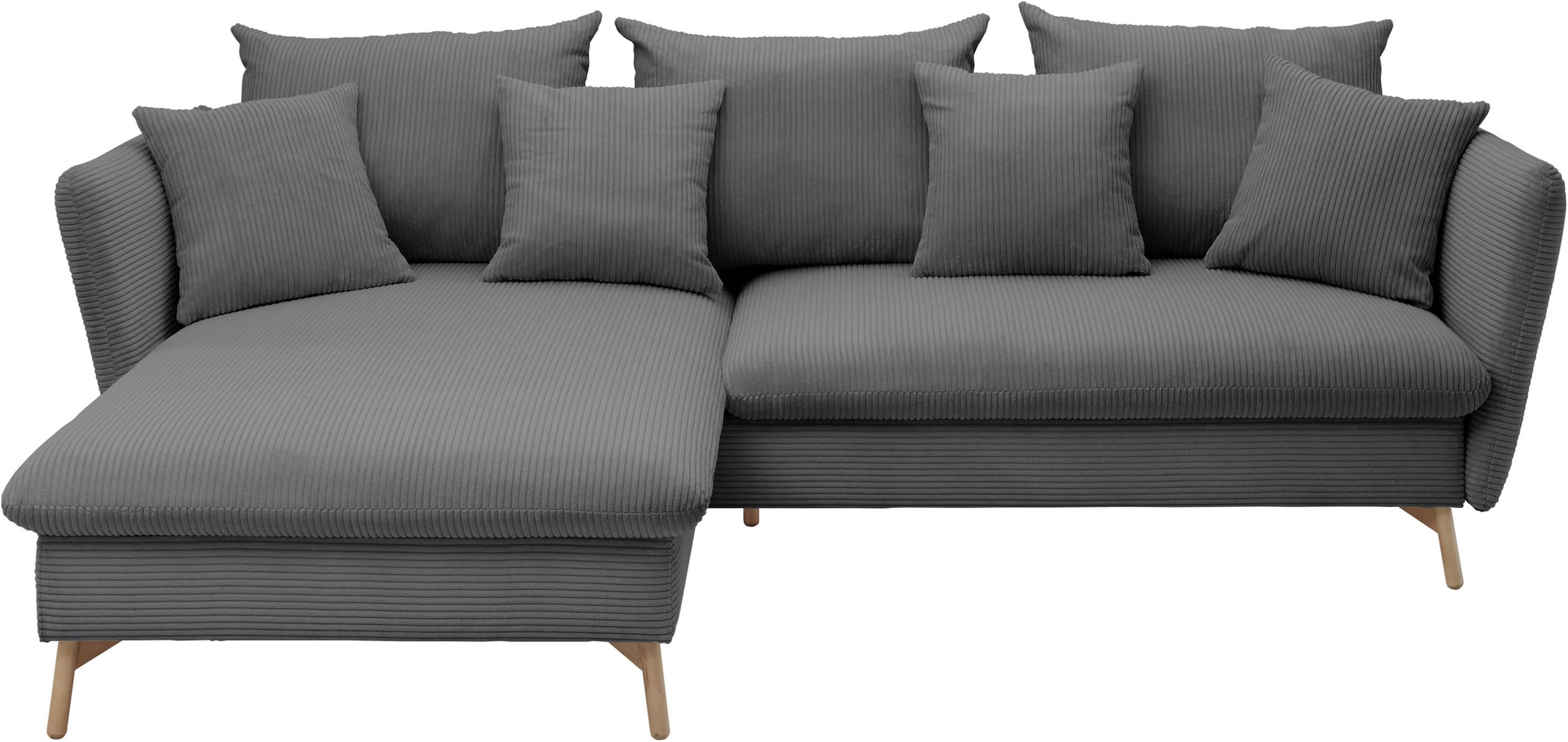 OTTO home Ecksofa »MERLE, 258 cm, L-Form, traumhafter Cord,« mit Bettfunktion und Bettkasten, Liegefläche 224 x 139