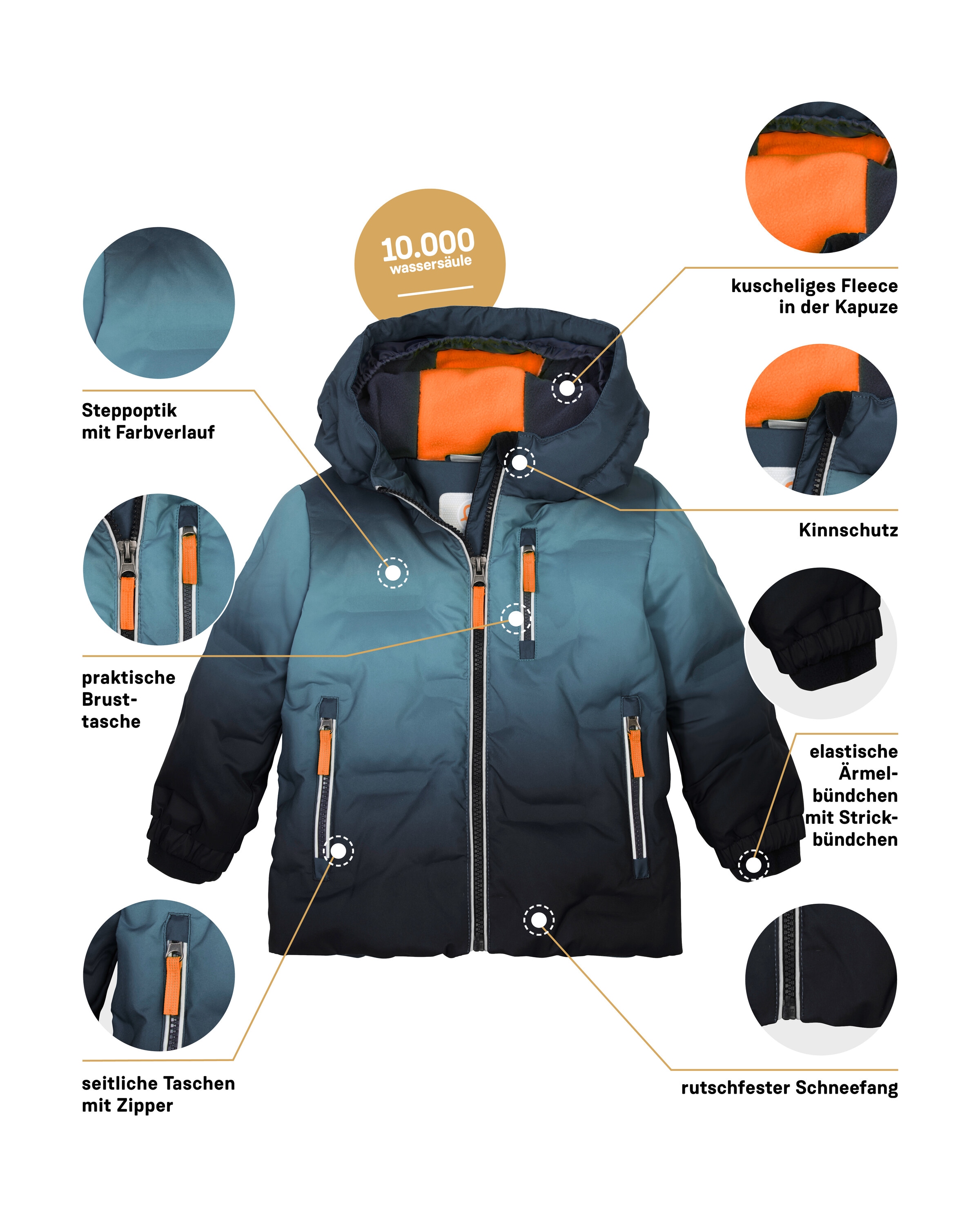 first instinct by killtec Steppjacke »FISW 39 MNS QLTD JCKT« Winddichte, wasserabweisende Kinderjacke mit Fleece und Schneefang