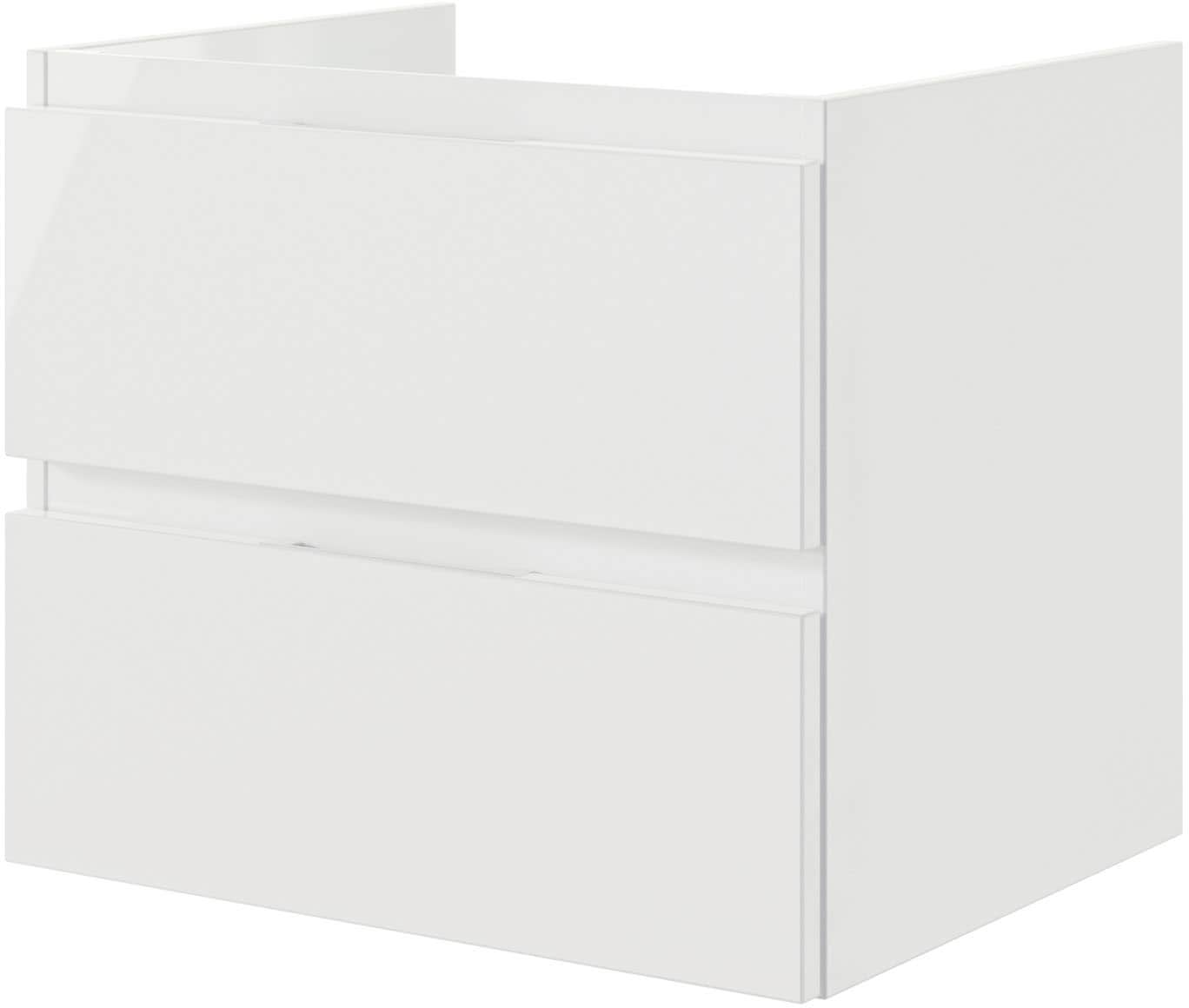 Saphir Waschtisch »Serie 4035 Keramik-Aufsatzbecken mit Unterschrank, 88 cm breit«, Waschplatz mit 4 Schubladen, Griffuge, Schneeweiß Glanz