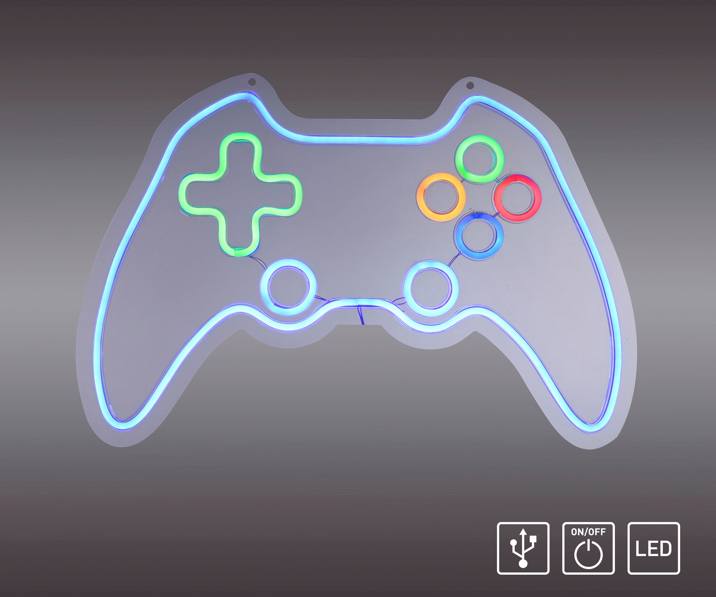 JUST LIGHT LED Wandleuchte »NEON-GAMER«, 1 flammig, Leuchtmittel LED-Board | LED fest integriert
