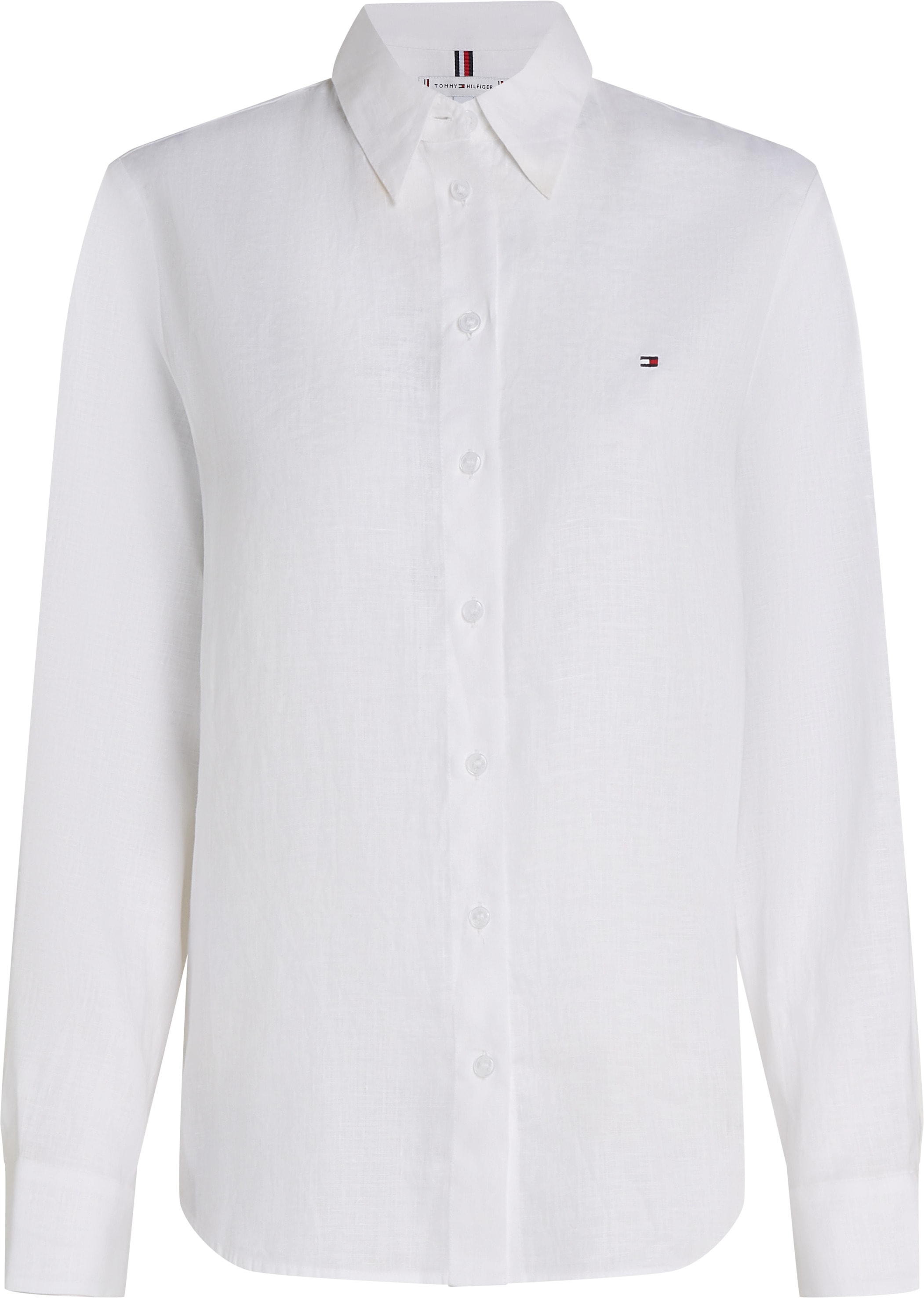 Tommy Hilfiger Hemdbluse »ESS LINEN RELAXED SHIRT«, mit Logostickerei,kühlendes Premium Leinen